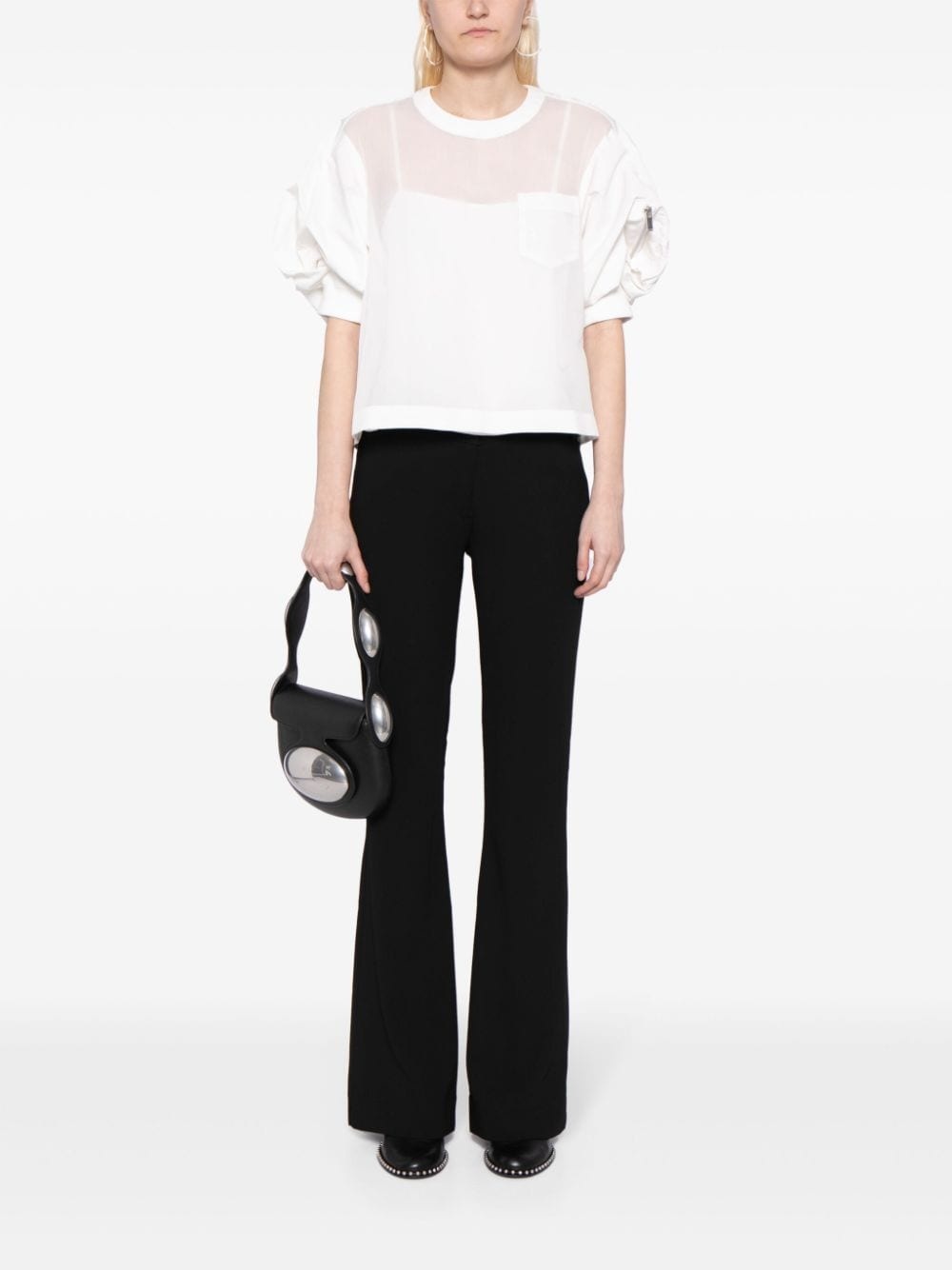puff-sleeved panelled blouse - 2