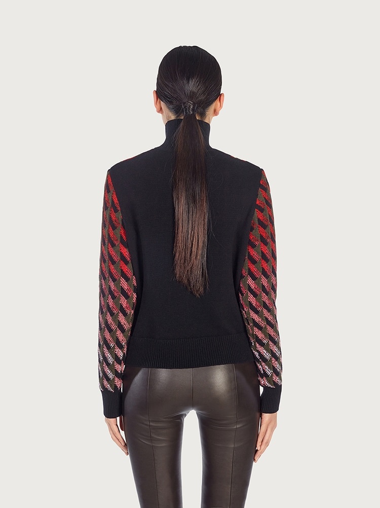 HIGH NECK JACQUARD SWEATER - 3