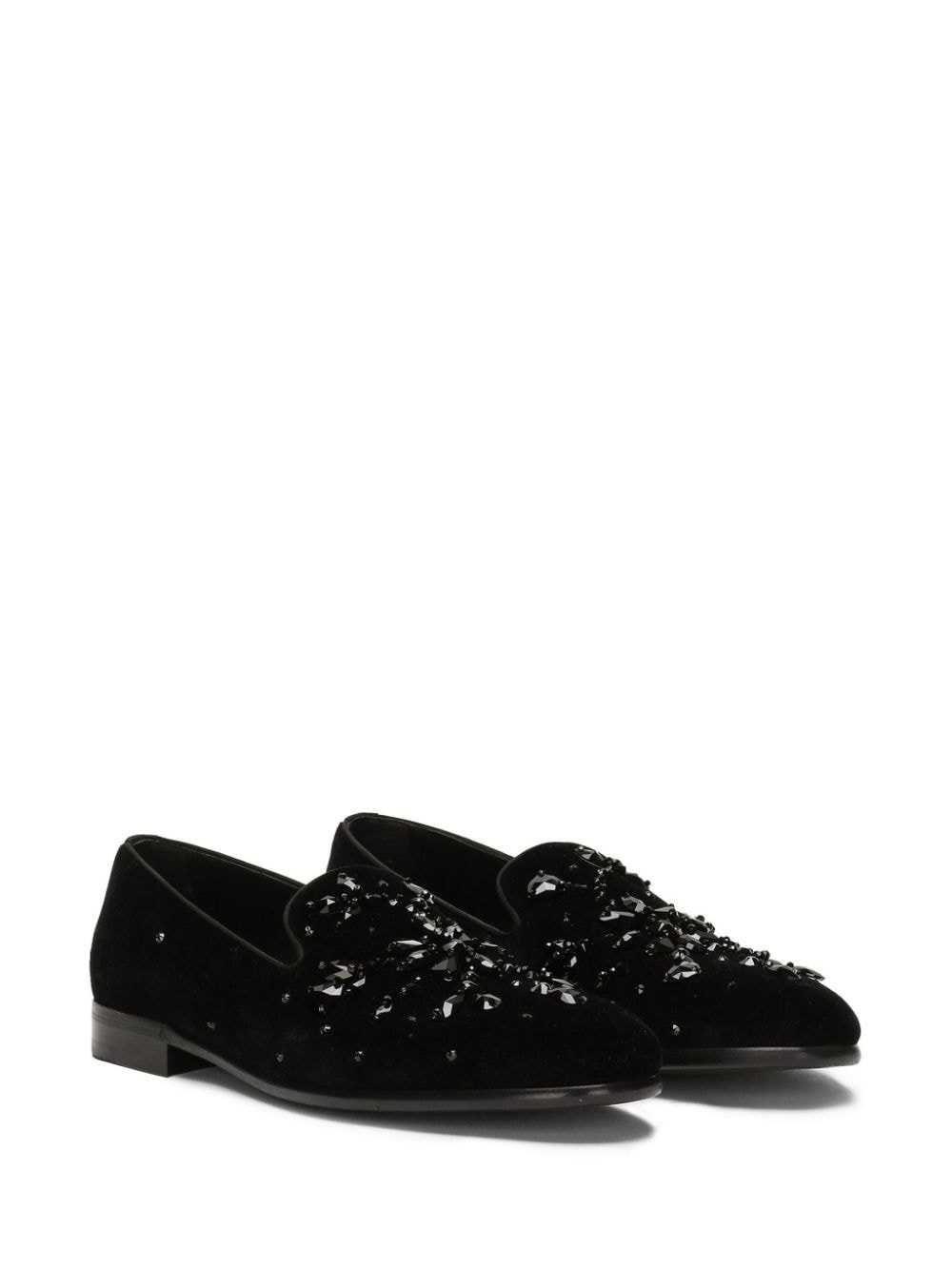 crystal-embellished velvet slippers - 2