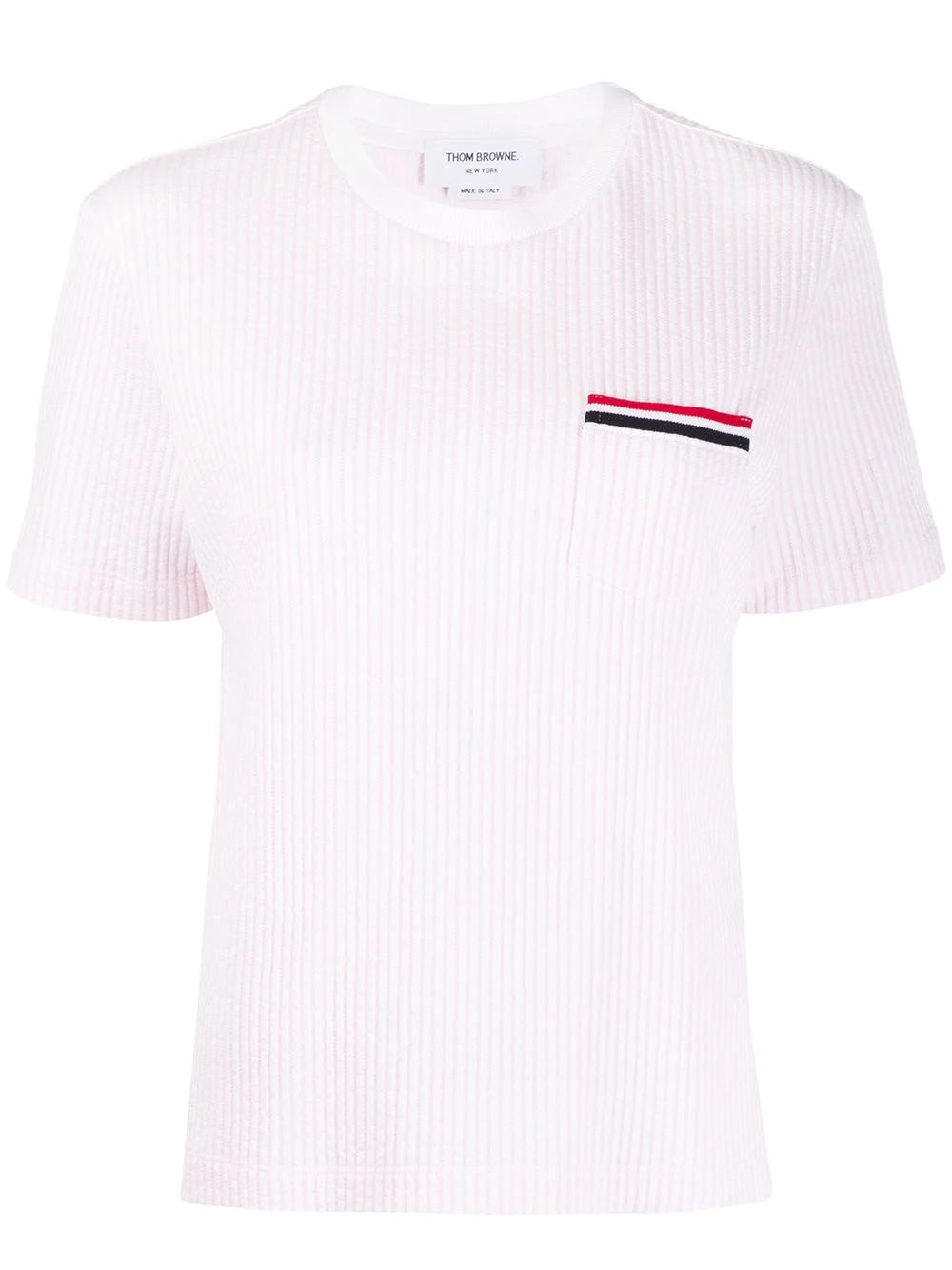 striped pocket seersucker T-shirt - 1