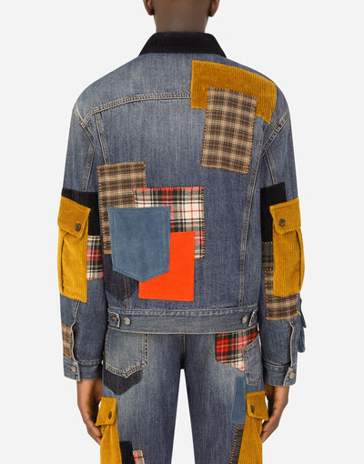 Dolce & Gabbana Stretch denim jacket with multiple pockets and patch outlook