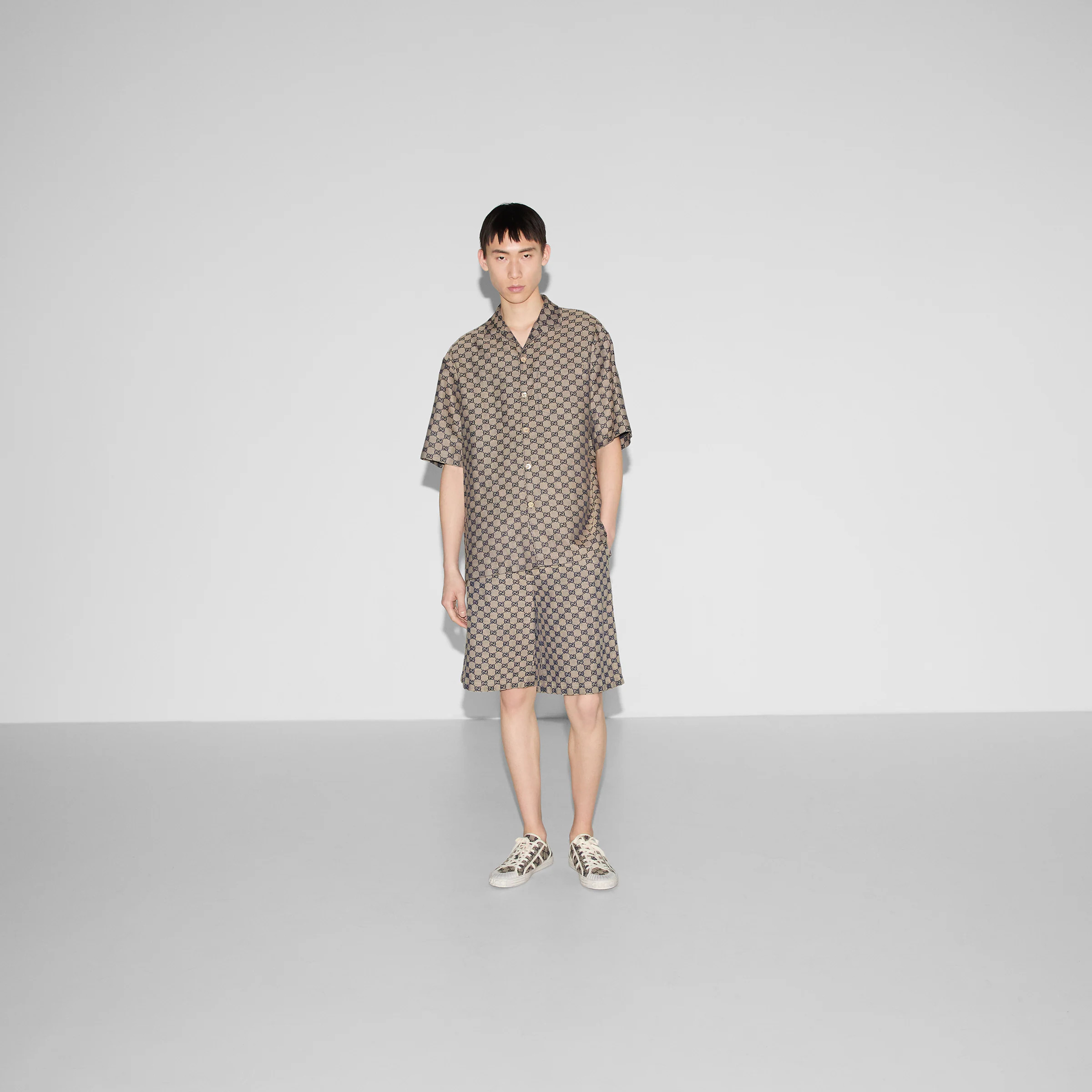 GG linen blend canvas shirt - 2