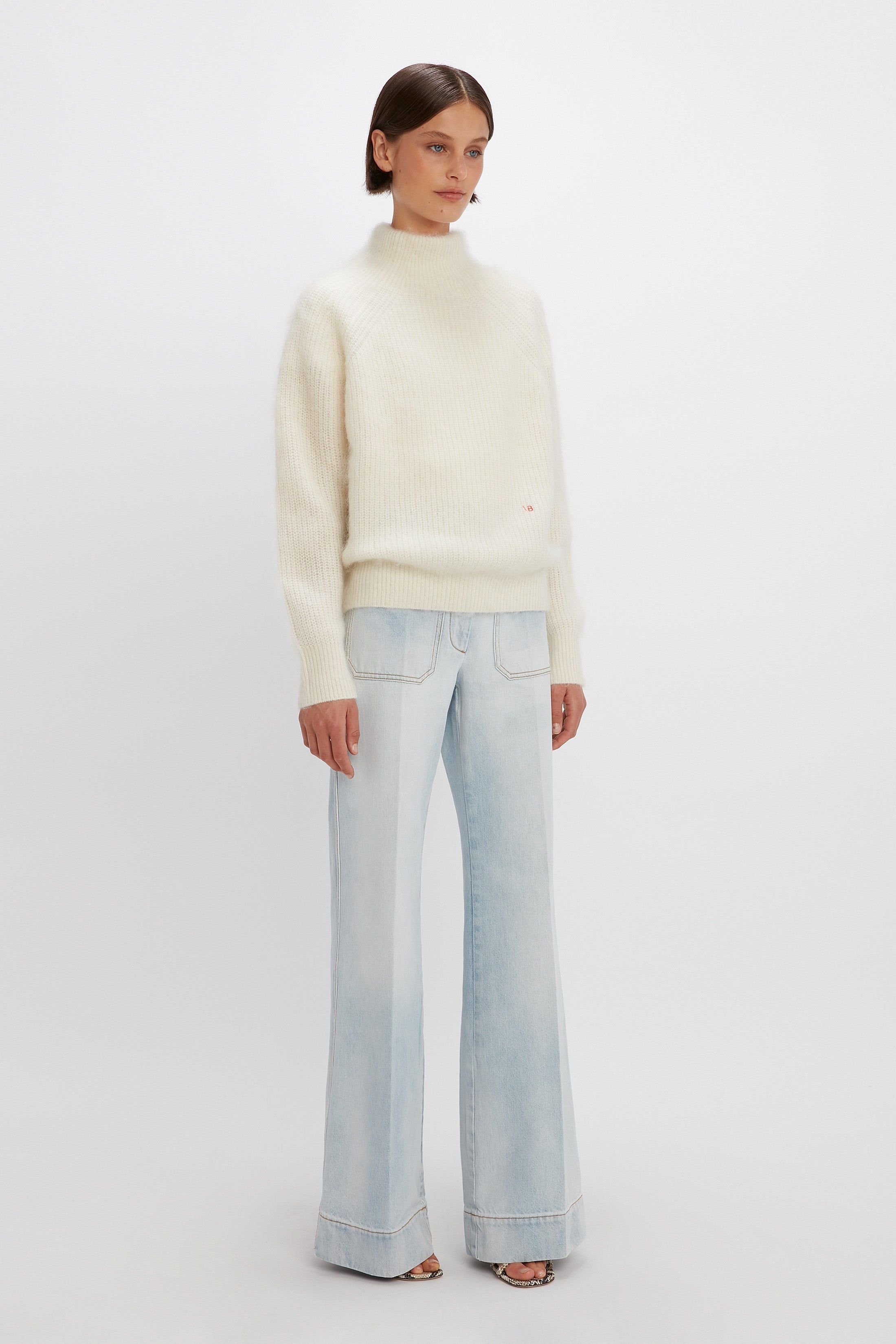 Polo Neck Jumper in White - 3