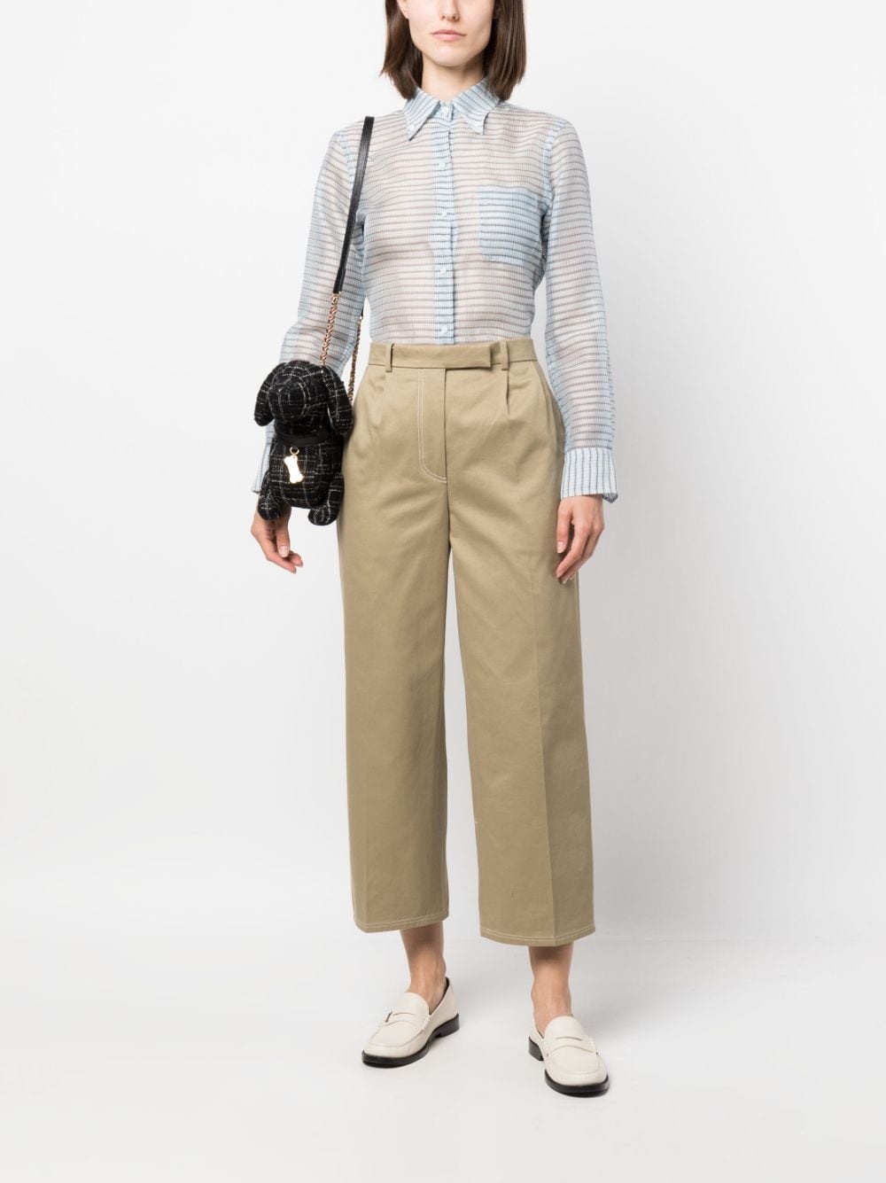 pleated cropped cotton trousers - 2