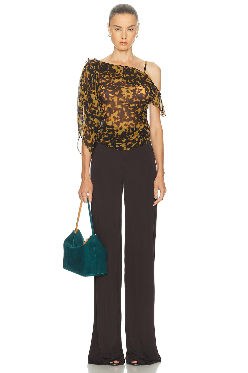 Roule Trimmed Silk Drape Top - 5