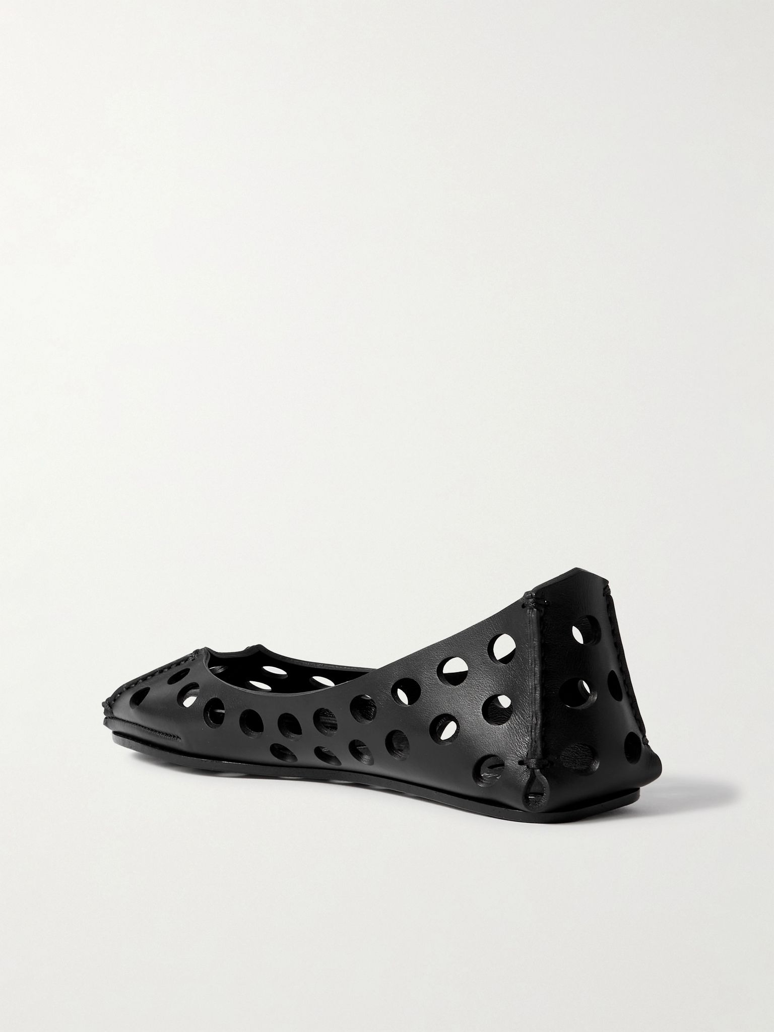 Perforated leather ballet flats Black - 3