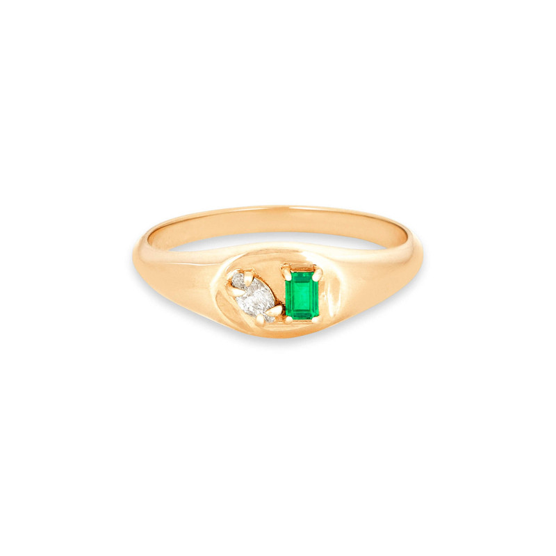 Emerald Luxe Pinky Signet Ring 1