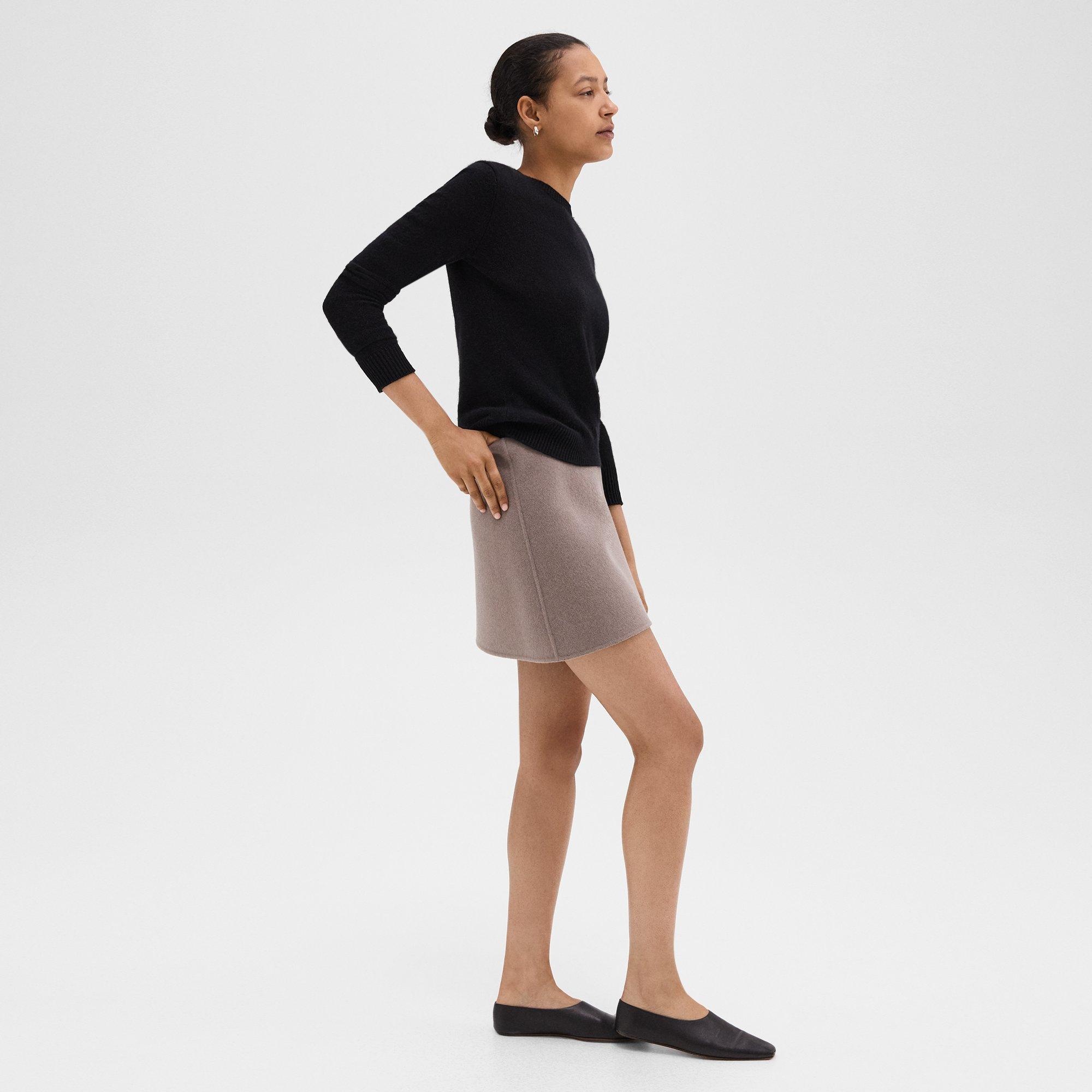 High-Waist Mini Skirt in Double-Face Wool-Cashmere - 3