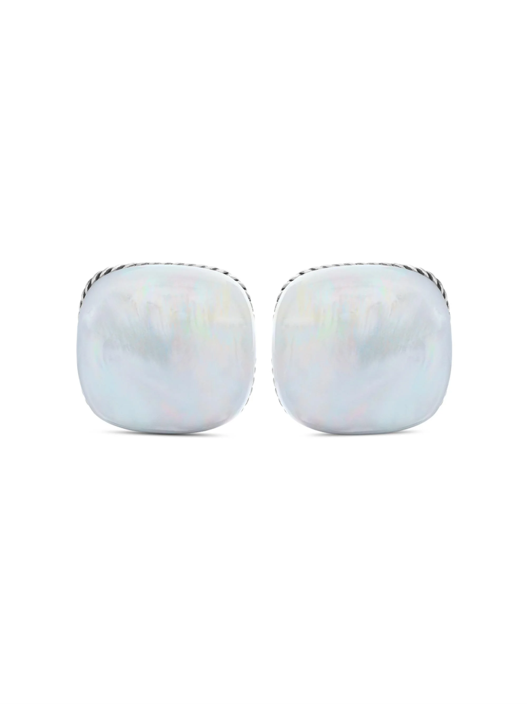 Men's Streamline Cushion Cufflinks in Sterling Silver - Mother Of Pearl - 1