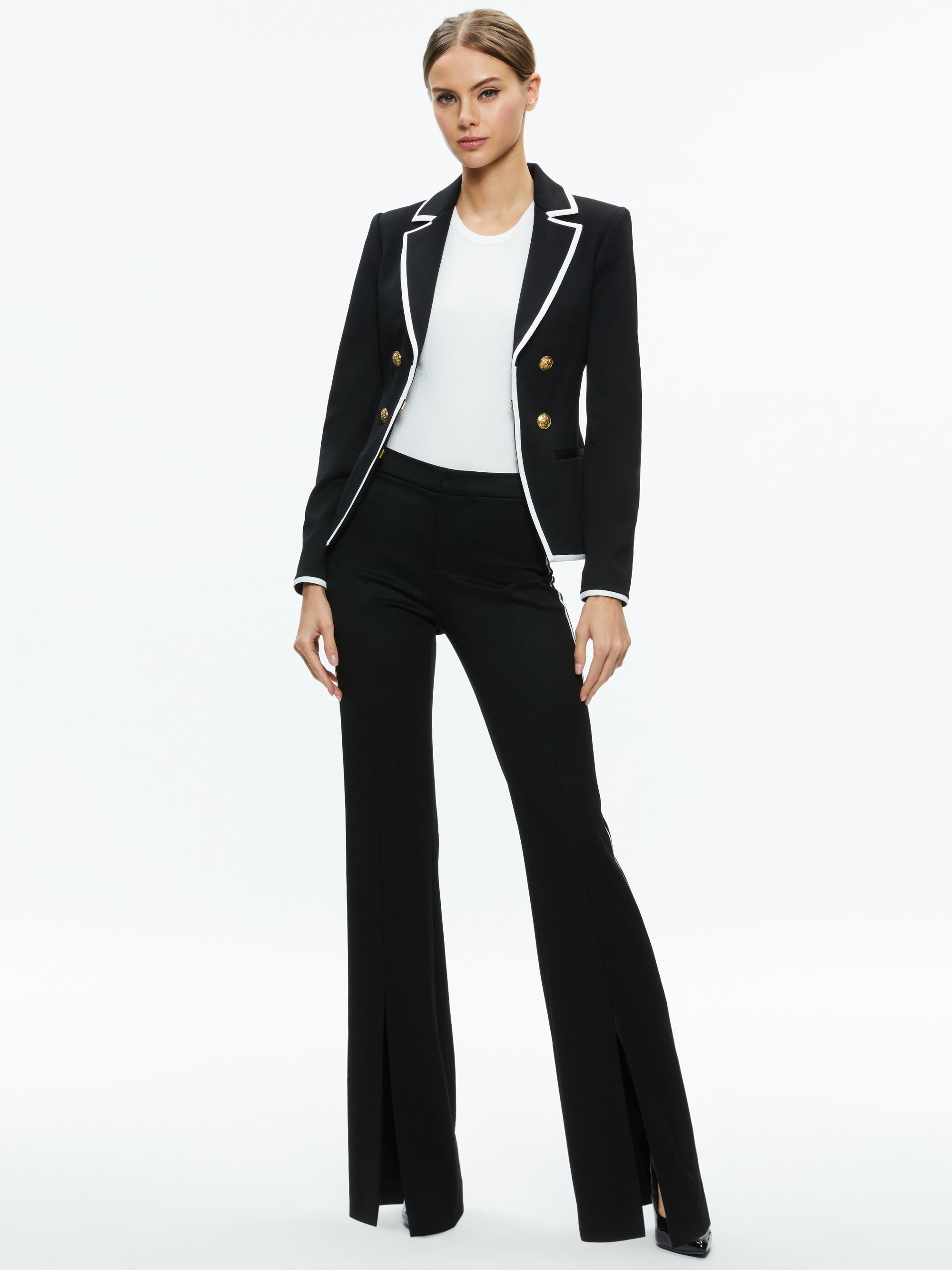 MYA CONTRAST PIPING FITTED BLAZER - 4