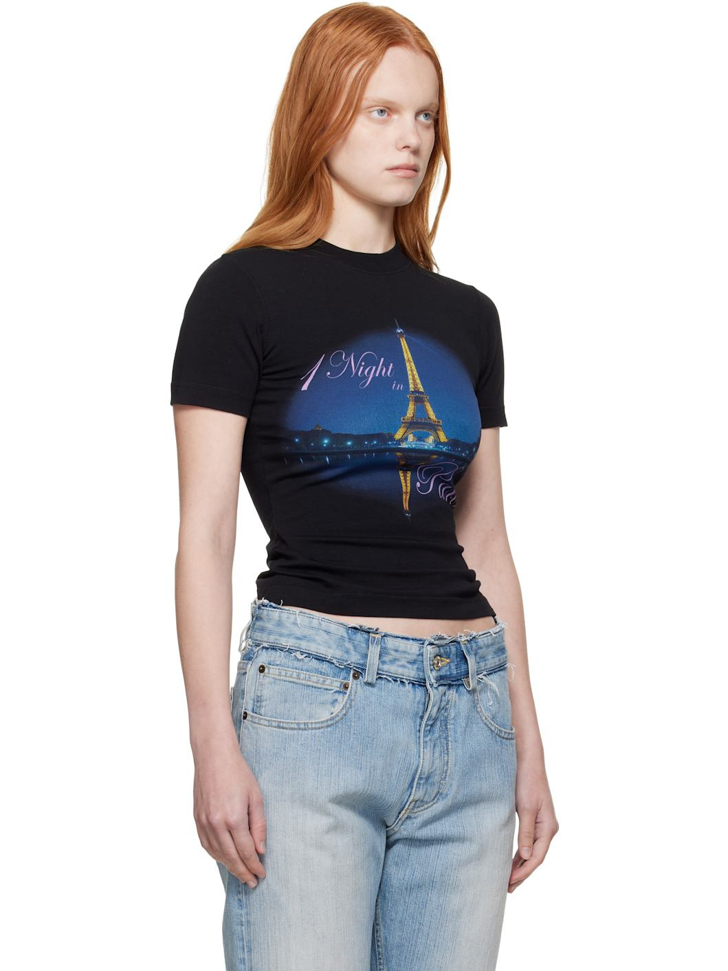 Black 'Night In Paris' Fitted T-shirt - 2