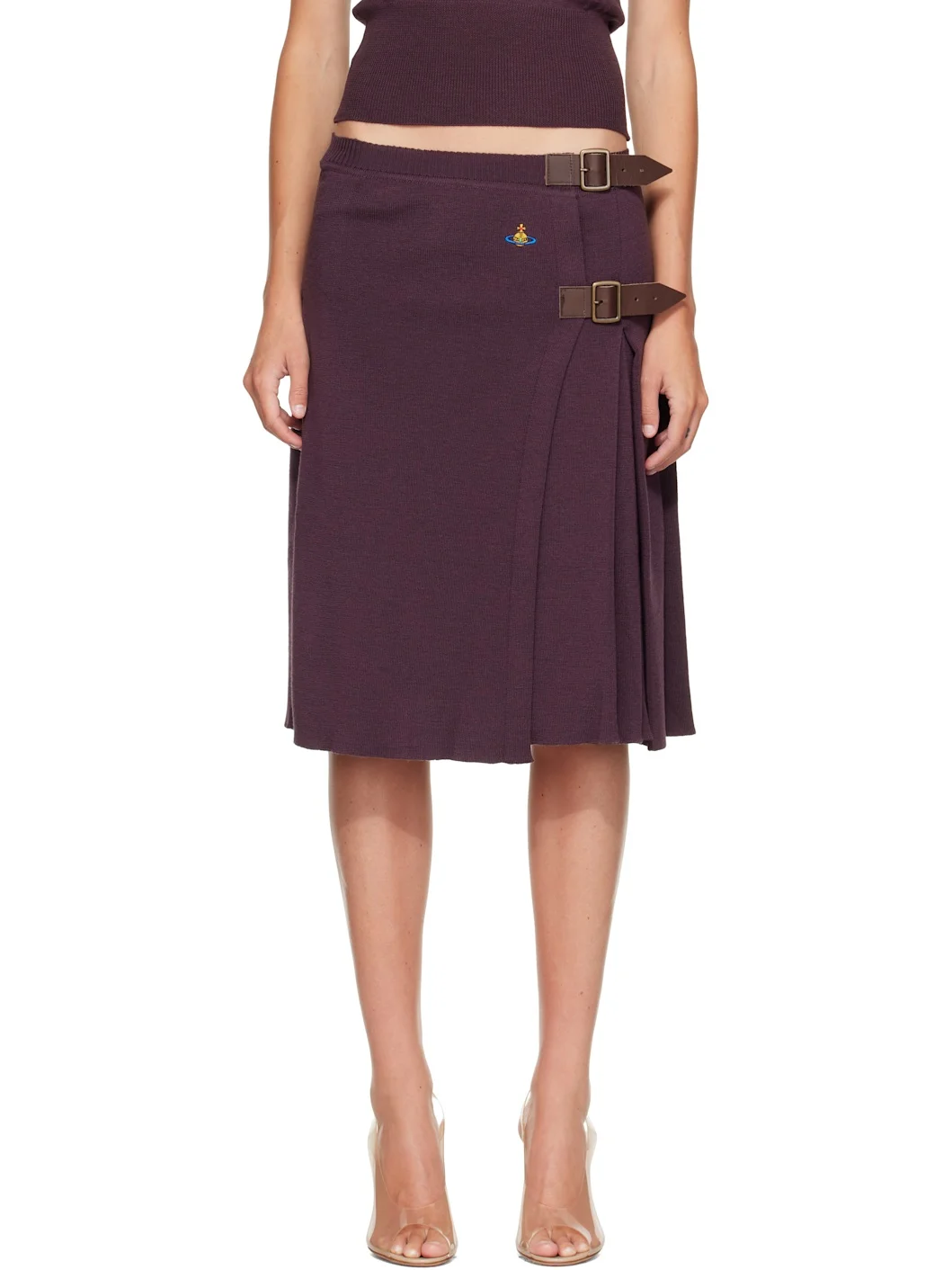 Purple Alex Kilt Midi Skirt - 1