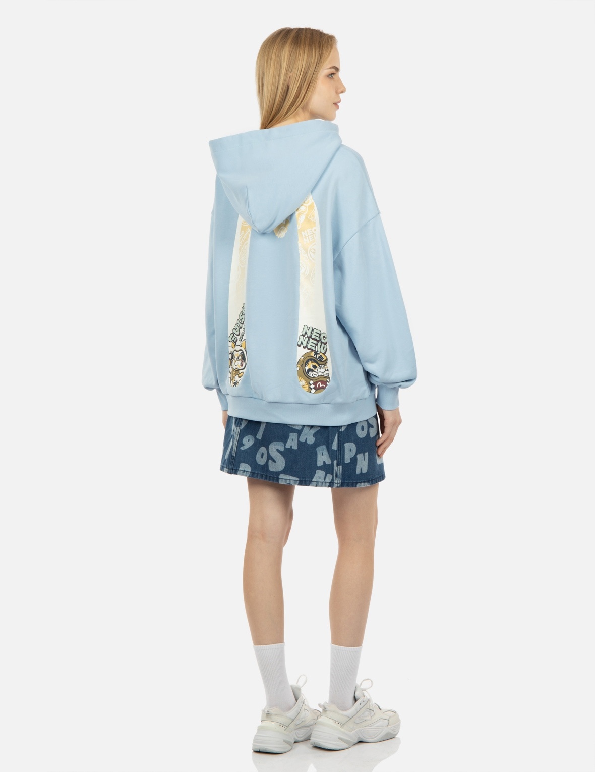 “FORTUNE CAT AND DARUMA” DOUBLE DAICOCK PRINT HOODED SWEATSHIRT - 3