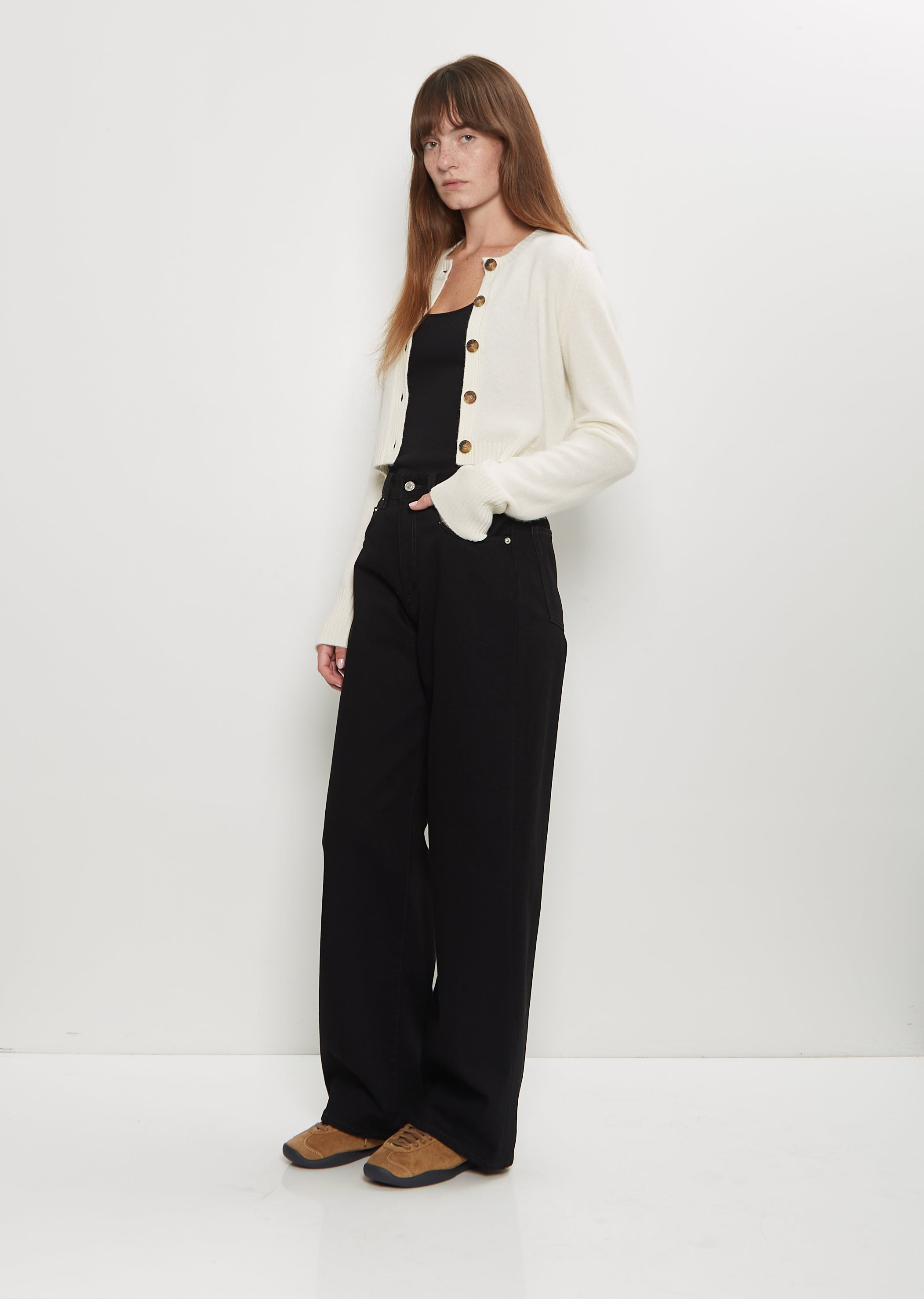 Zephir Cashmere Cropped Cardigan — Ivory - 4
