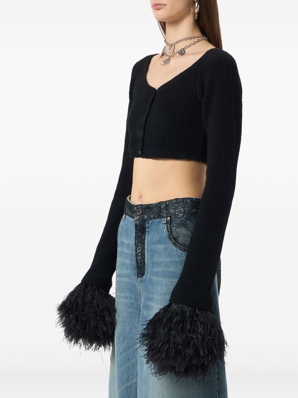 ribbed cropped cardigan - 4