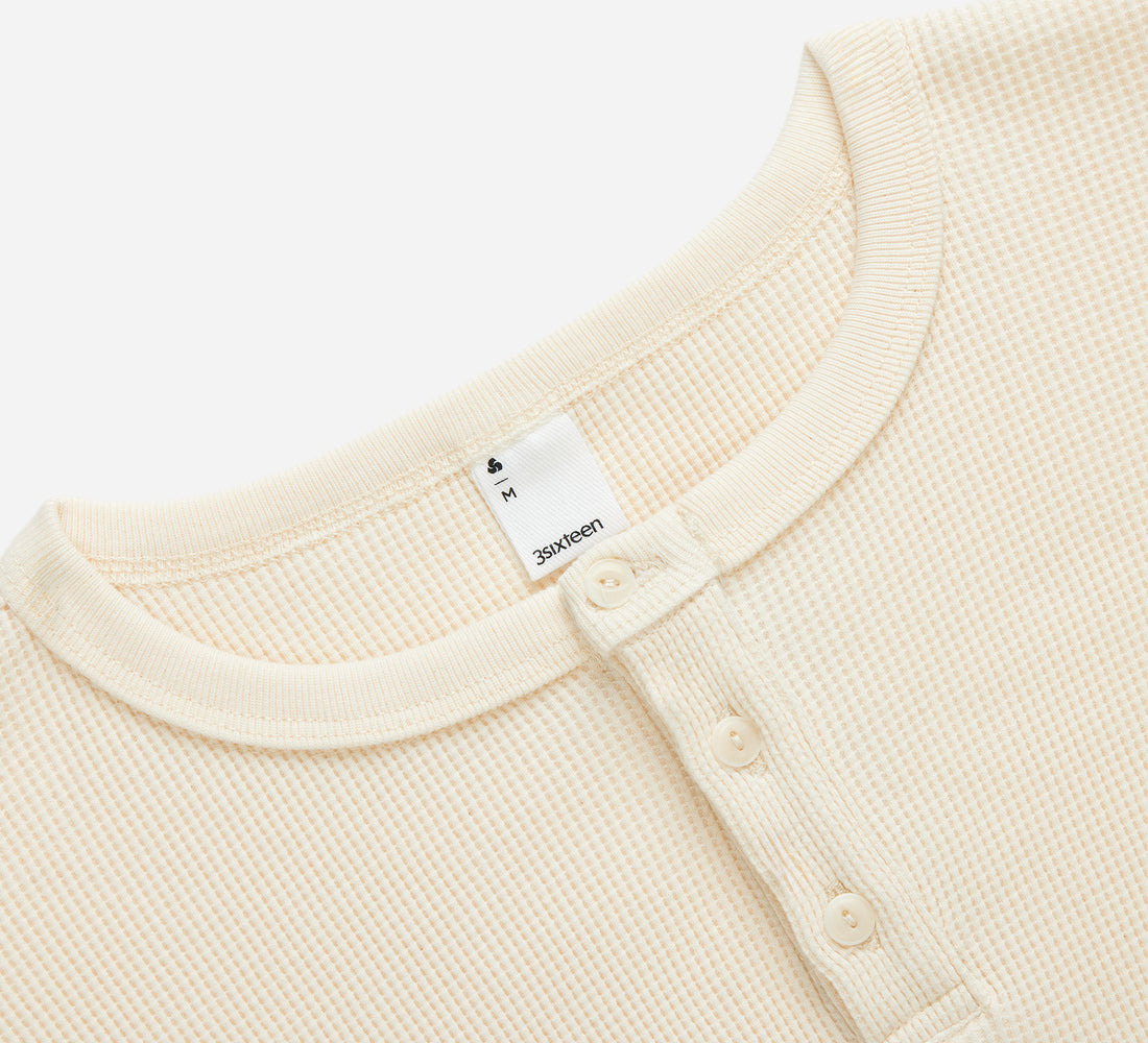 Long Sleeve Thermal Henley - Natural - 3