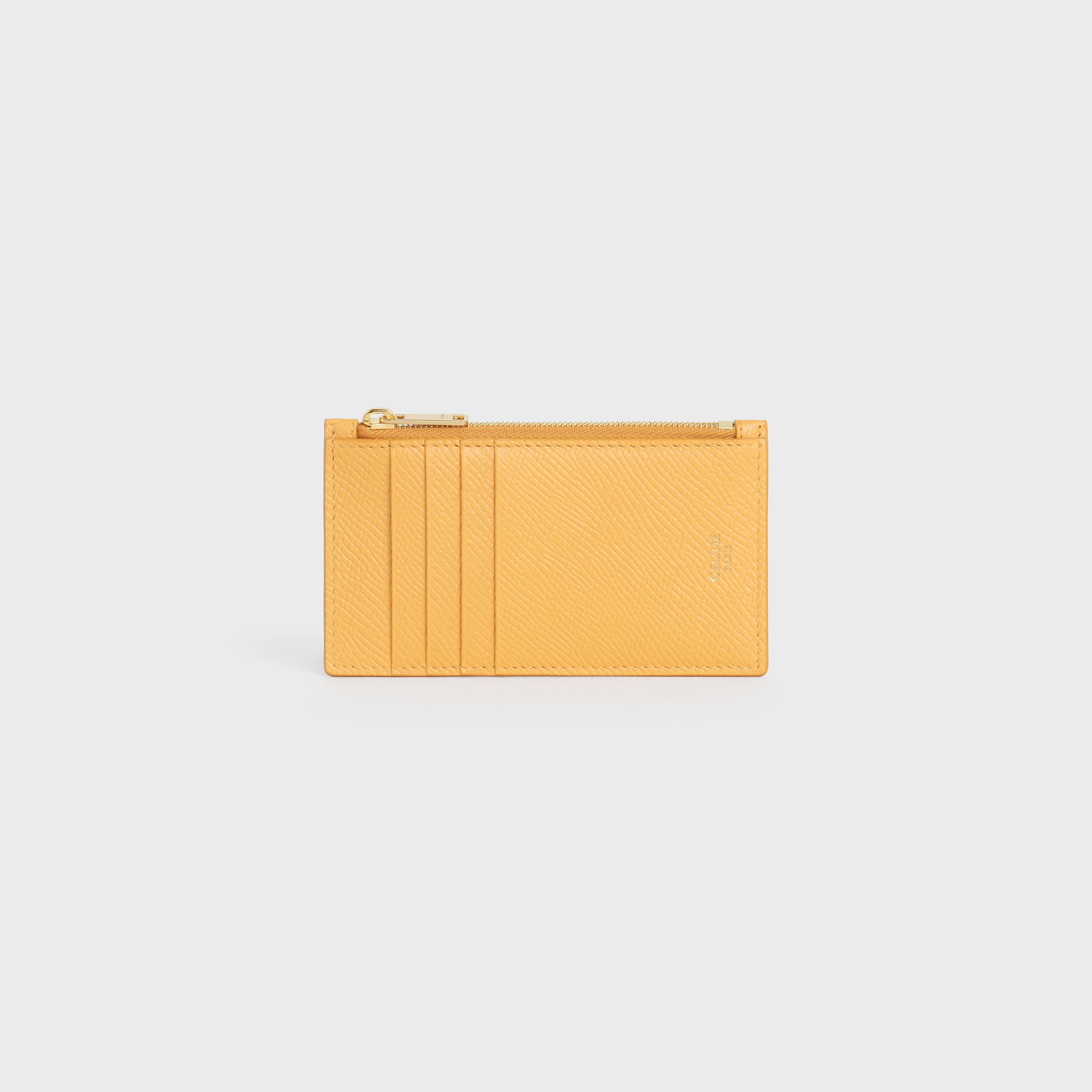 ZIPPED COMPACT CARD HOLDER IN GRAINED CALFSKIN - 1