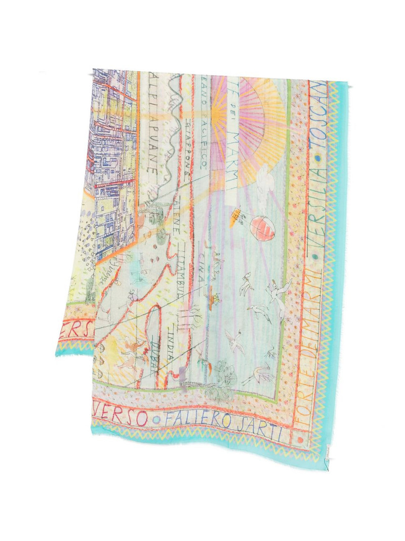 New Forte Dei Marmi fringed printed scarf 1