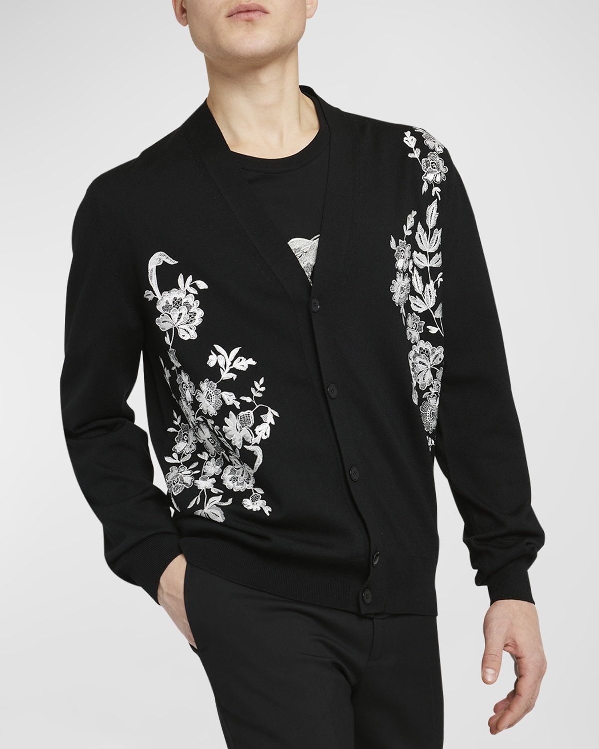 Men's Floral Lace Cardigan - 6