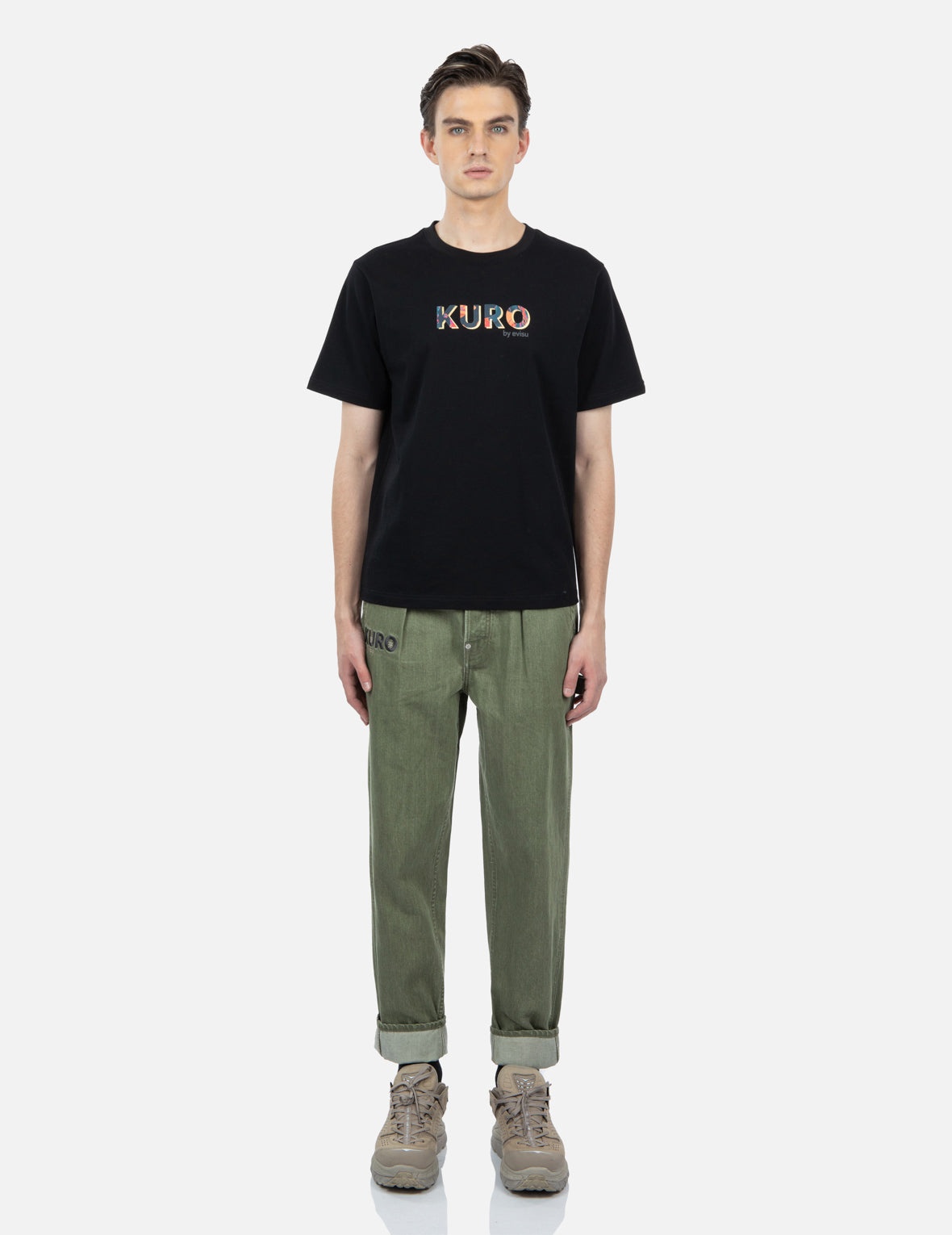 Brush Effect Seagull Print Carrot Jeans - 6