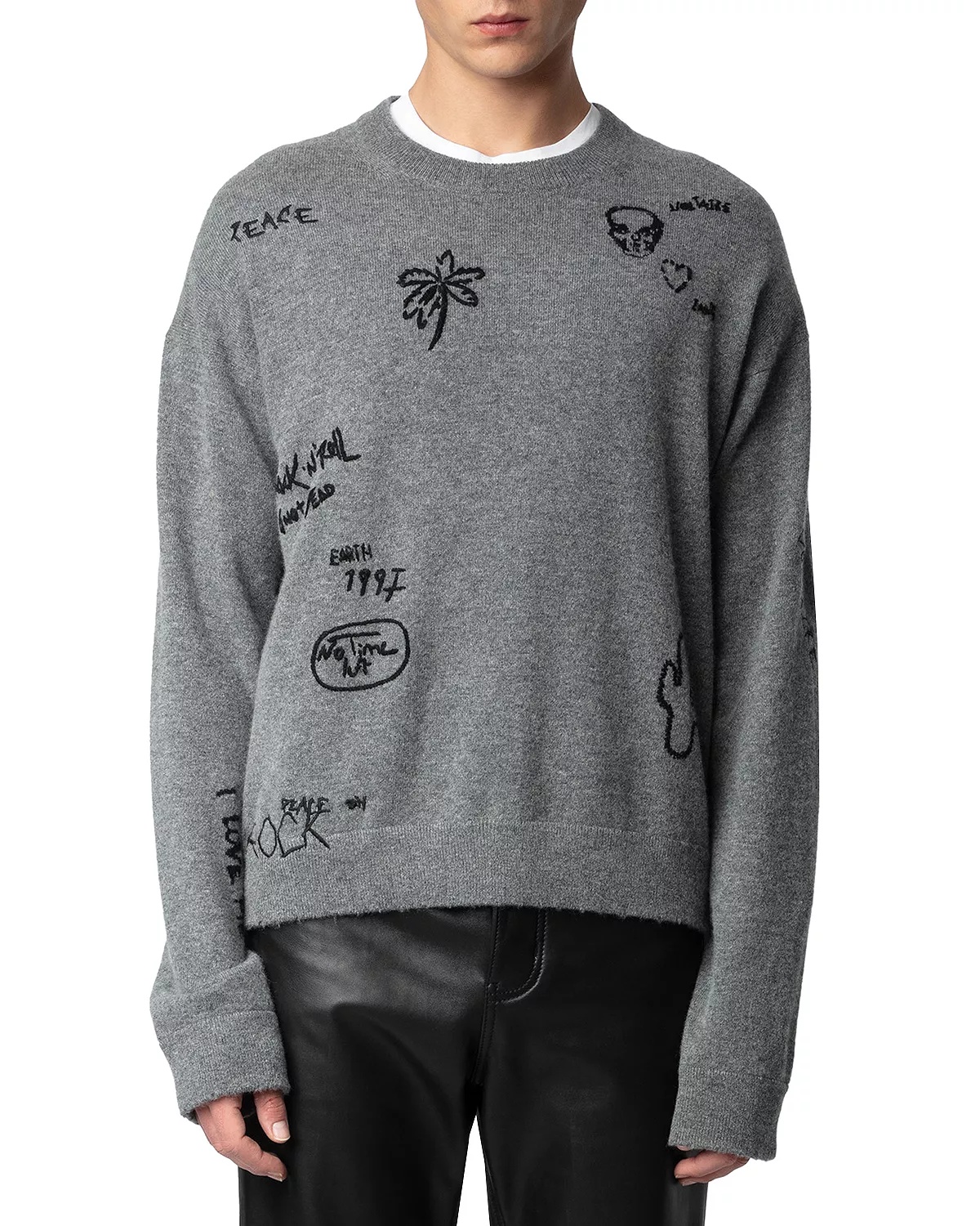 Marko Merino Wool & Cashmere Embroidered Loose Fit Sweater - 1
