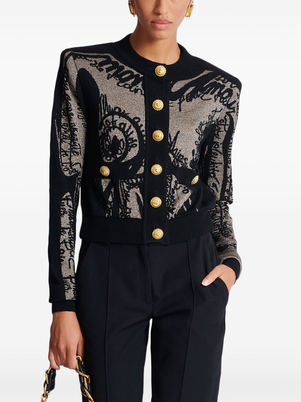 intarsia-knit logo cardigan - 2