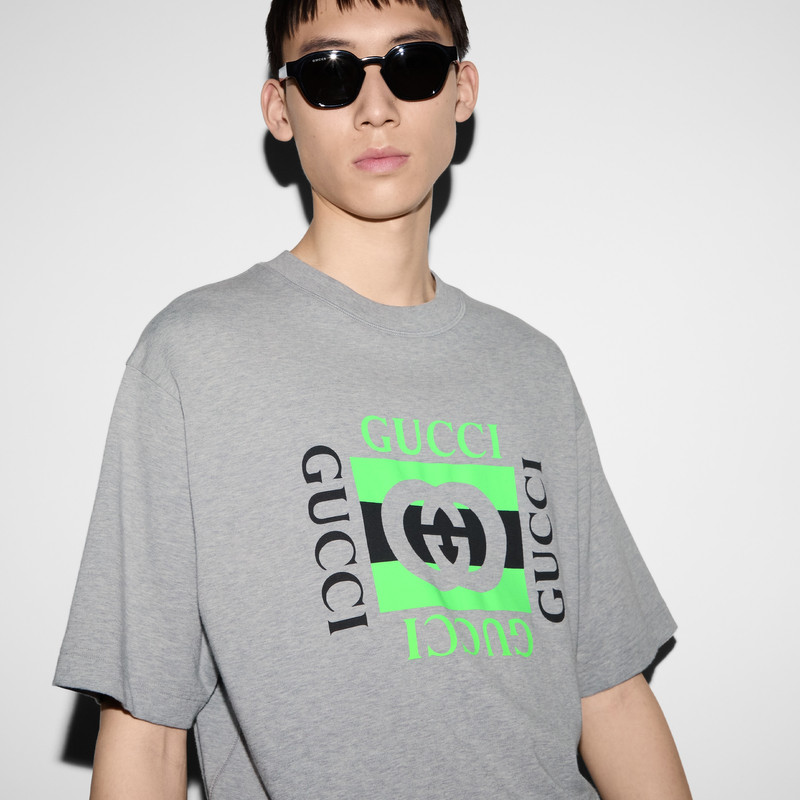 Cotton jersey T-shirt with Gucci print 5