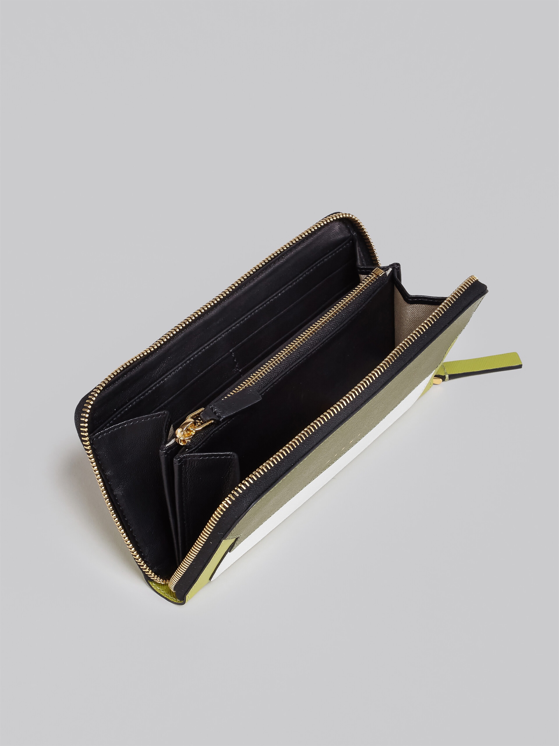 MULTICOLOURED GREEN SAFFIANO LEATHER ZIP-AROUND WALLET - 2