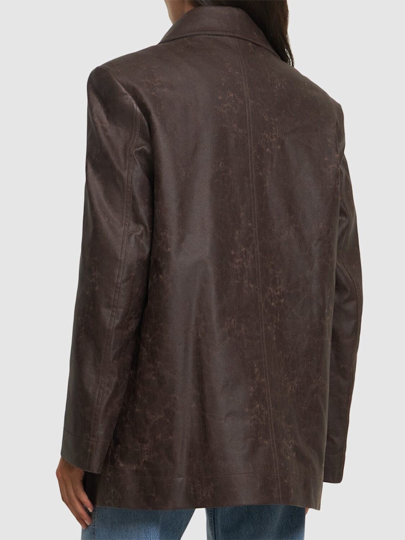 Creased faux leather jacket - 4