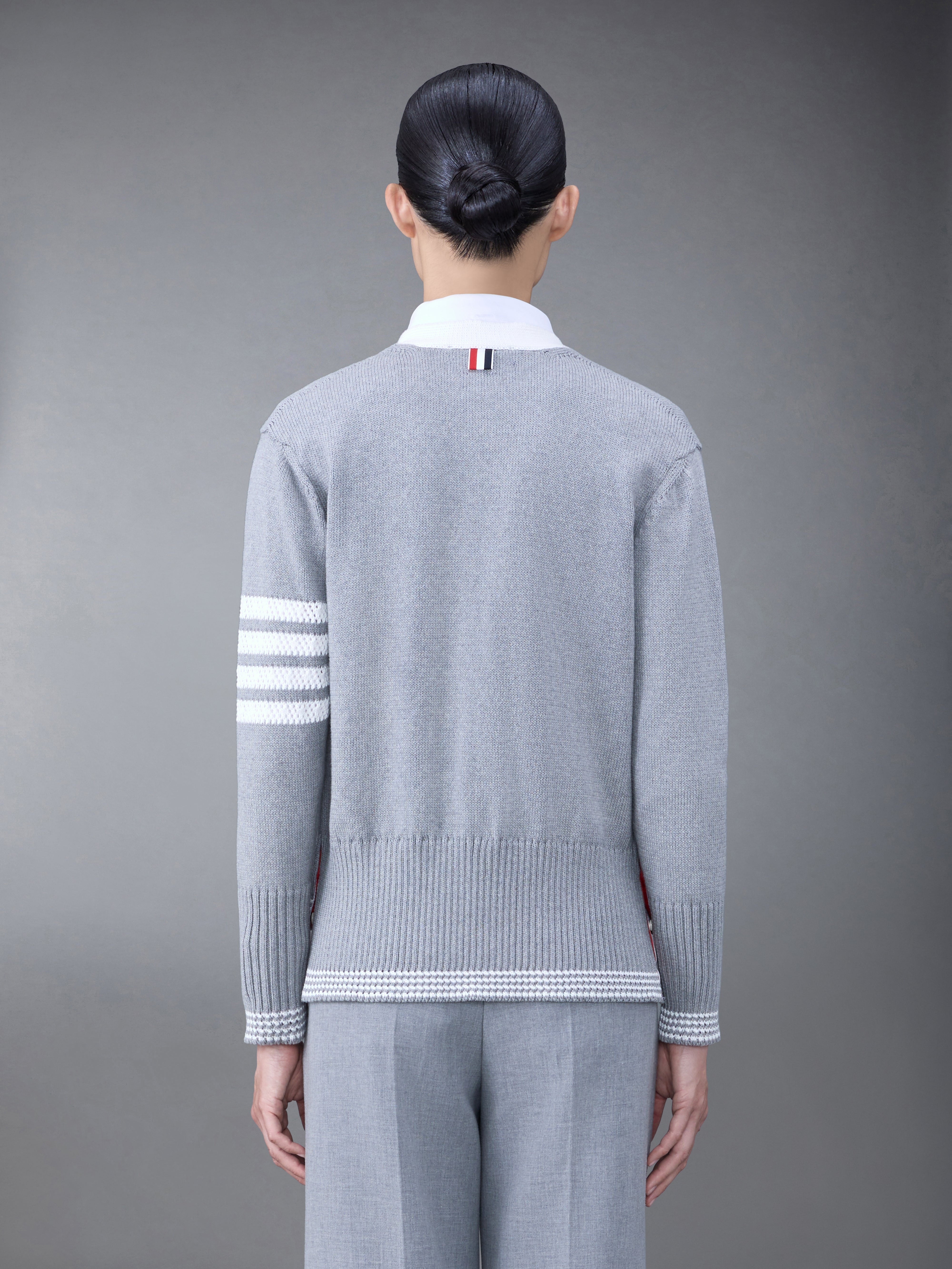 JERSEY 4-BAR V NECK POINTELLE CARDIAN - 2