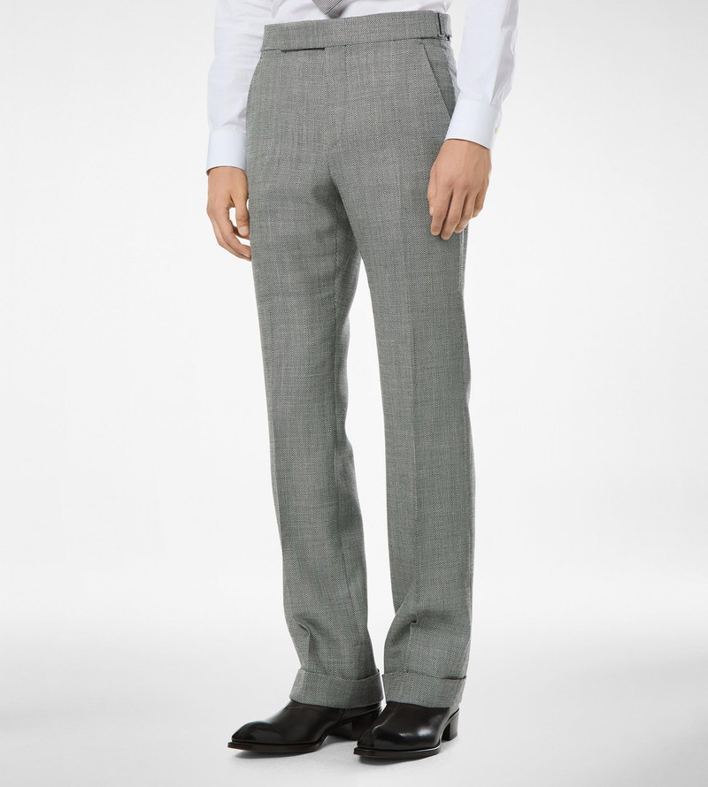 WOOL SILK LINEN SHARKSKIN PANT 4