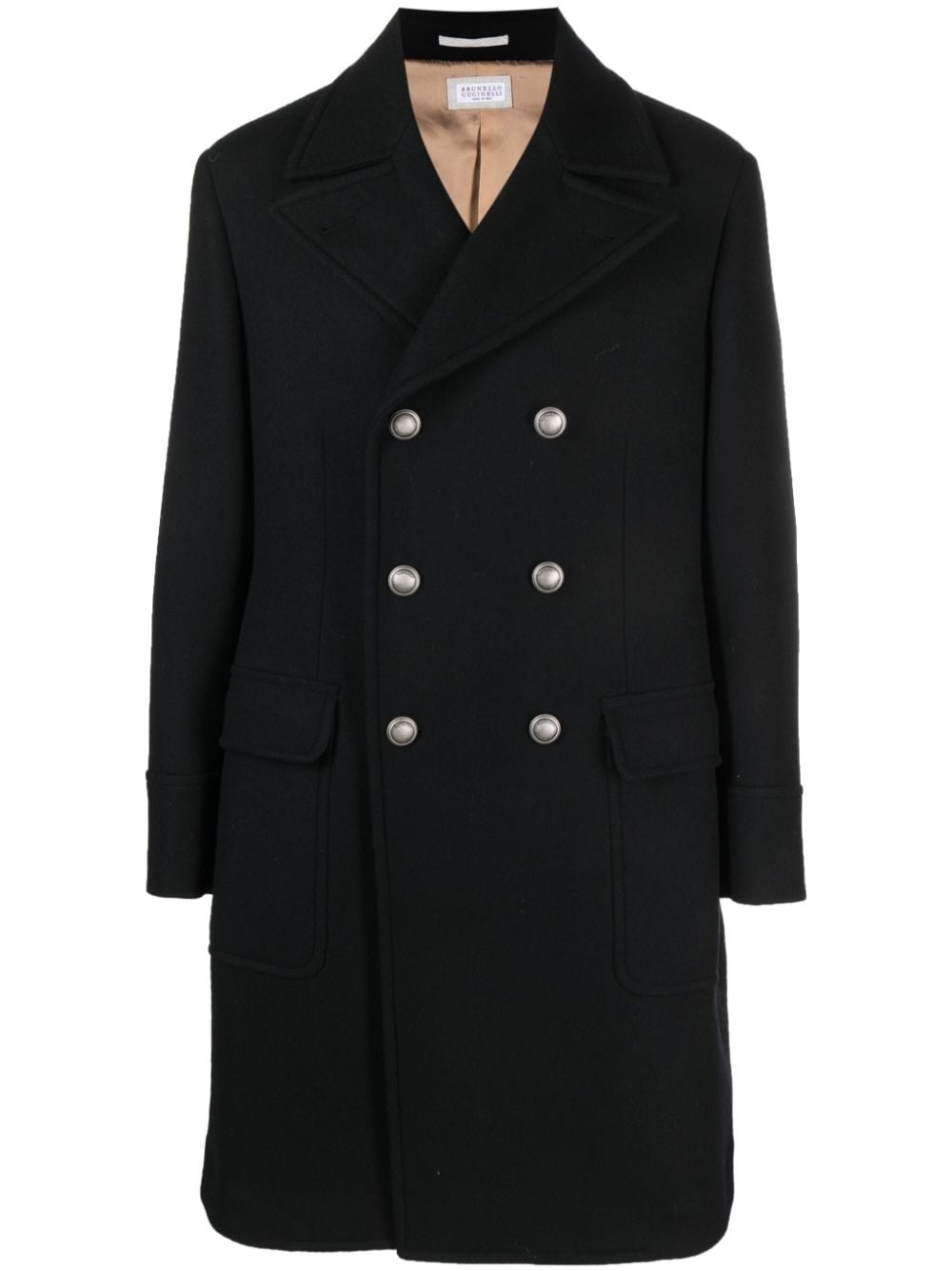 double-breasted wool-blend coat - 1