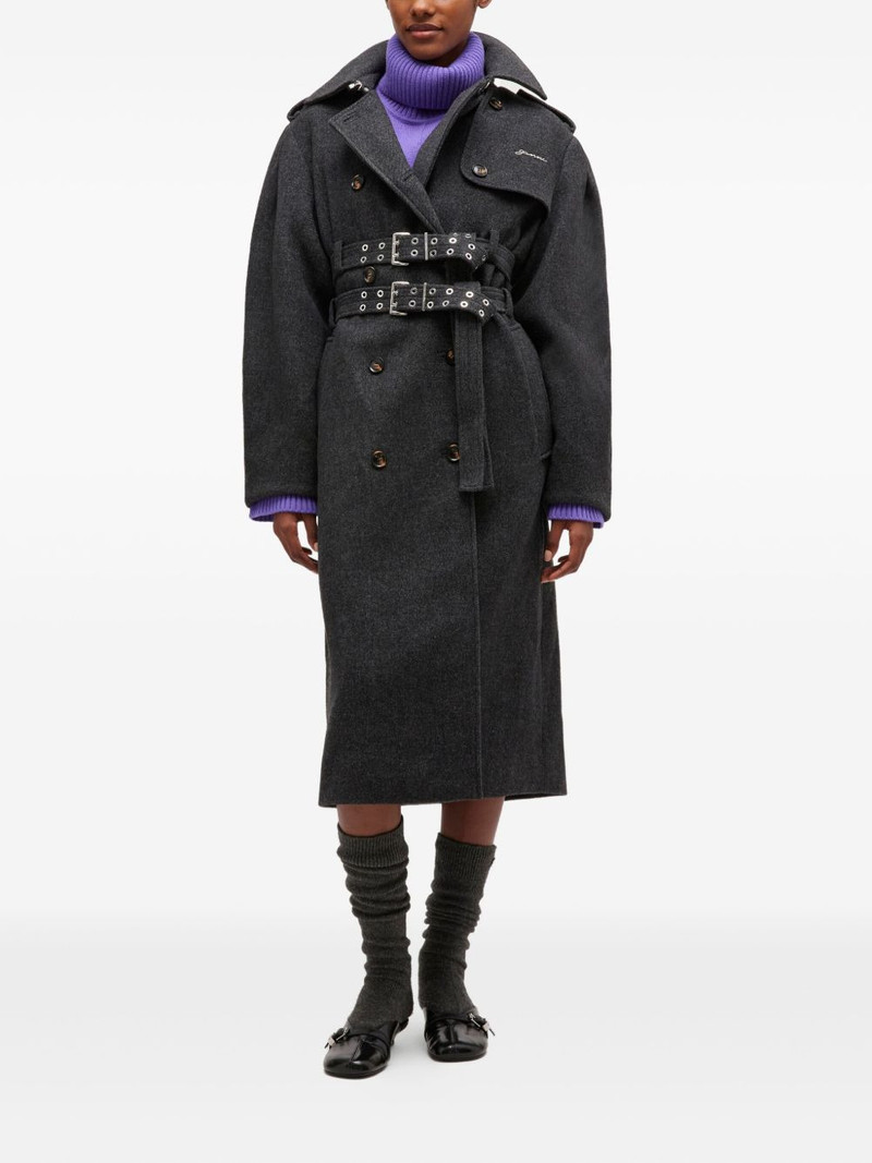 GANNI belted double-breasted coat outlook