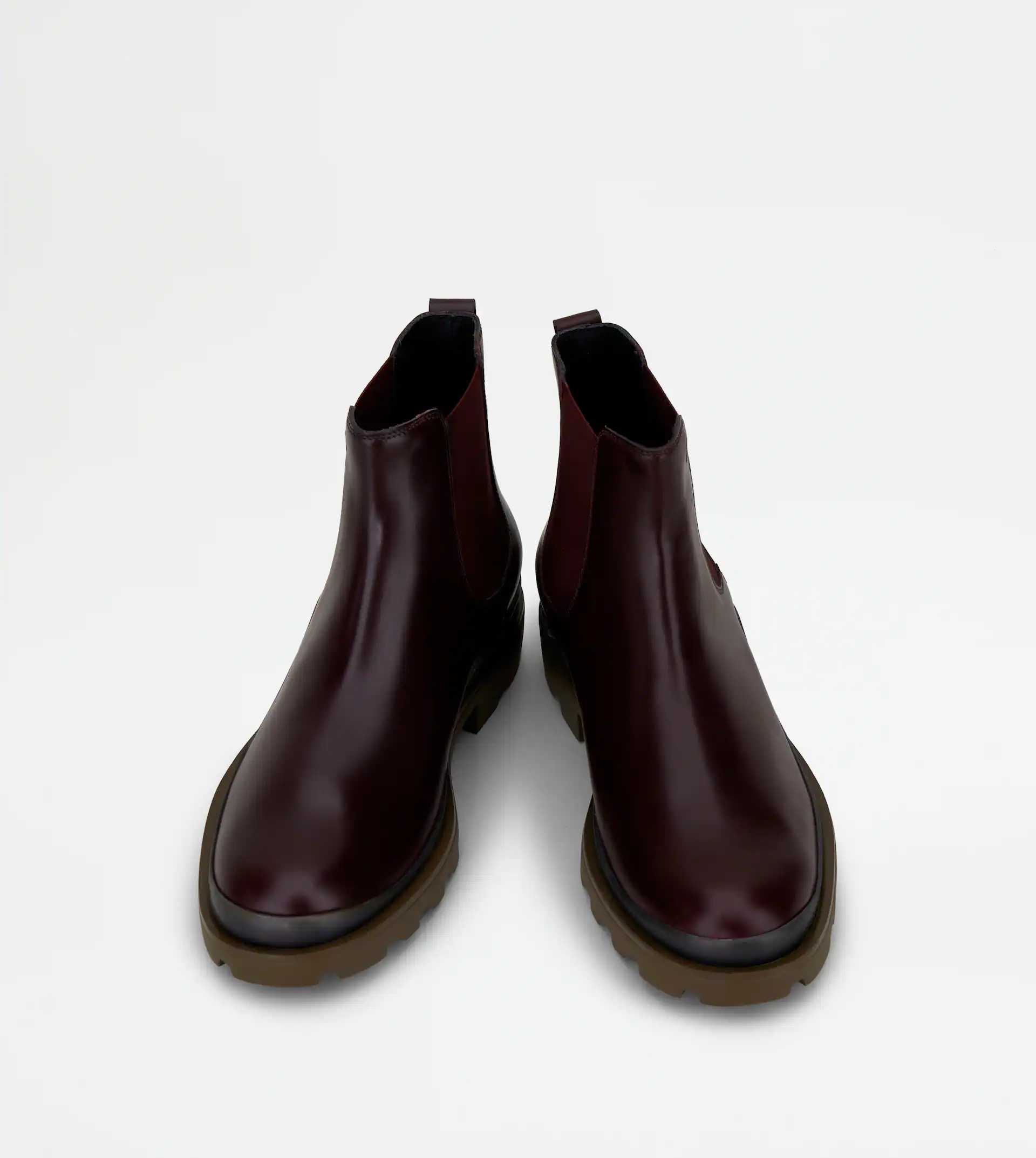 ANKLE BOOTS IN LEATHER - BURGUNDY - 4