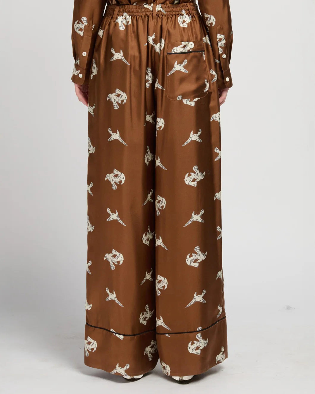 RAVEN-PRINT WIDE LEG TROUSERS - 7