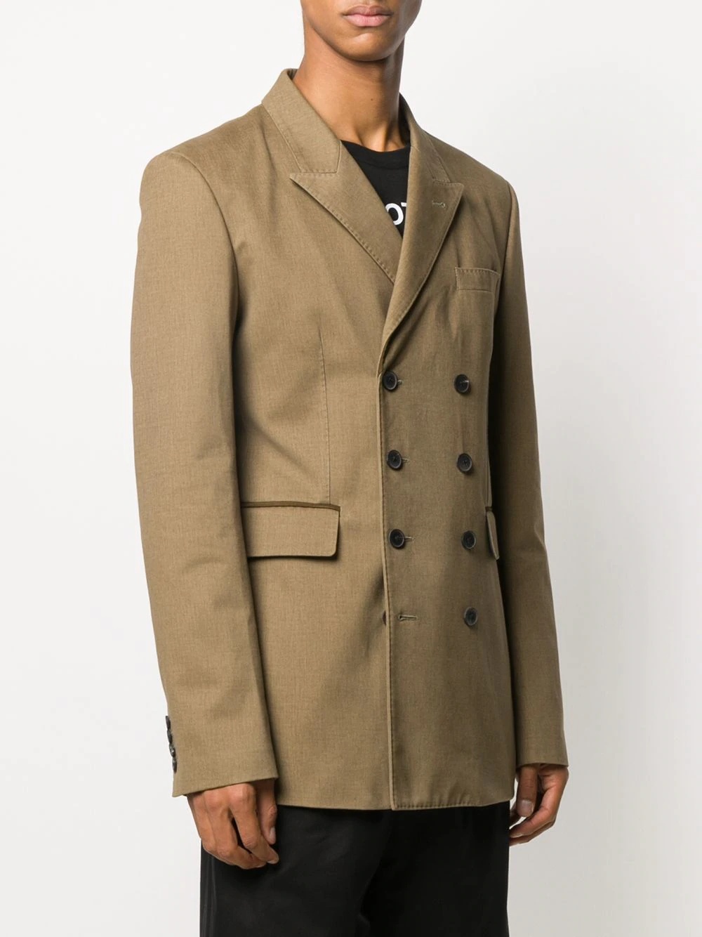 fitted double-breasted coat - 3