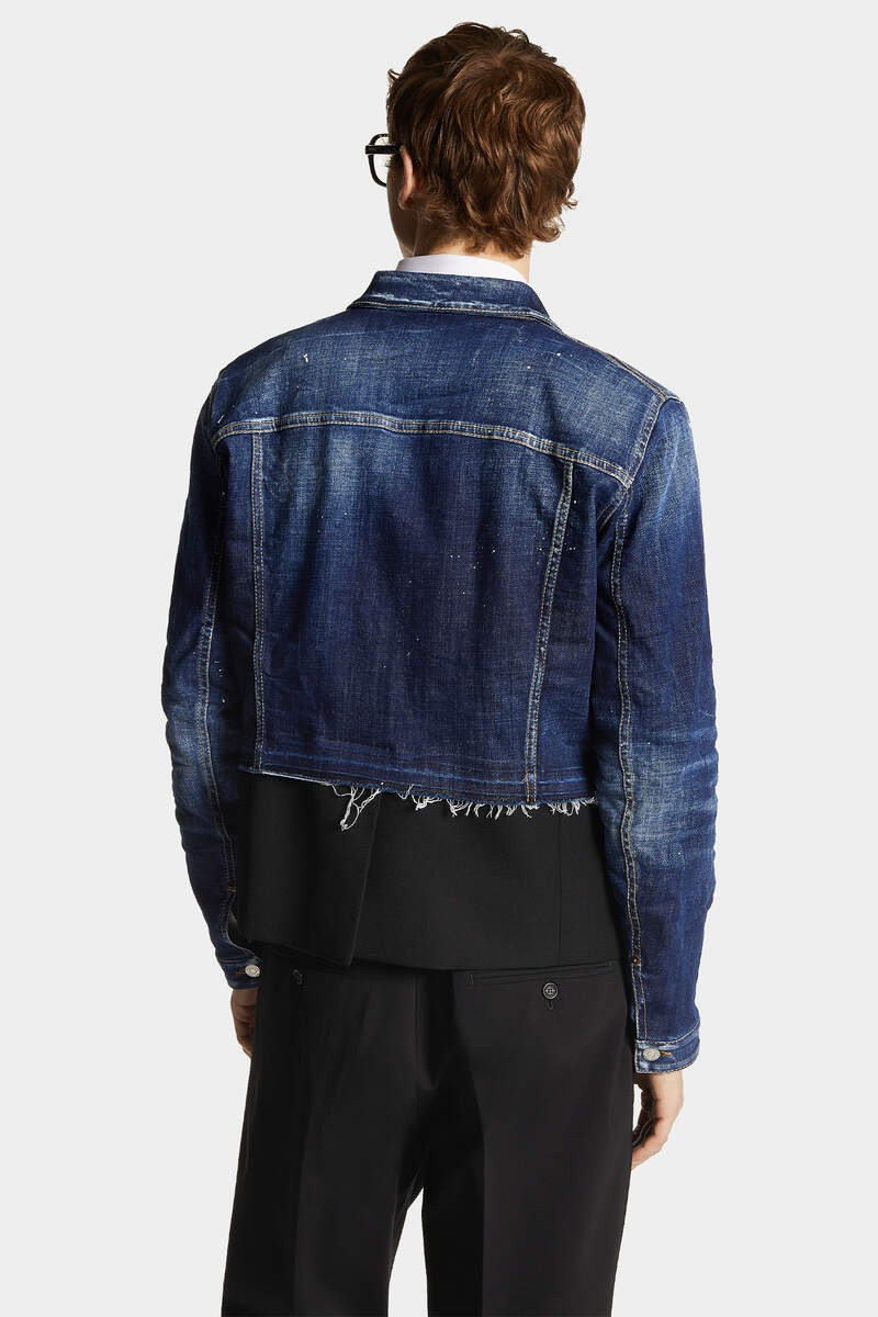 MEDIUM WHITE AND BLUE SPOTS DENIM JACKET 4