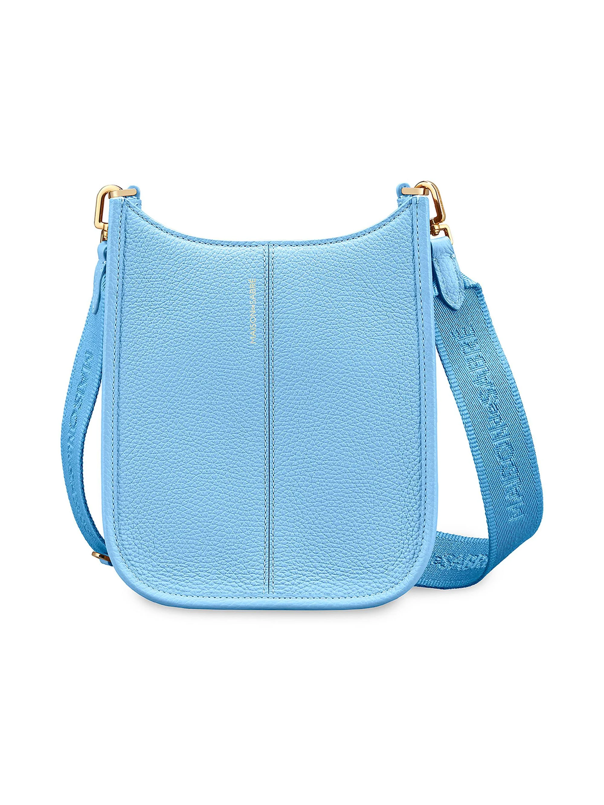 Women's Mini Leather Saddle Bag - Sky Blue - 1