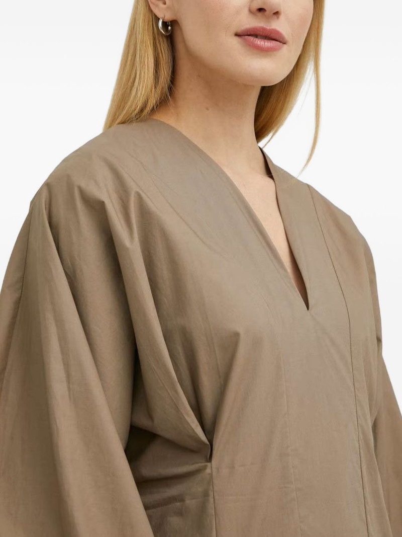 V-neck balloon-sleeve midi dress 4