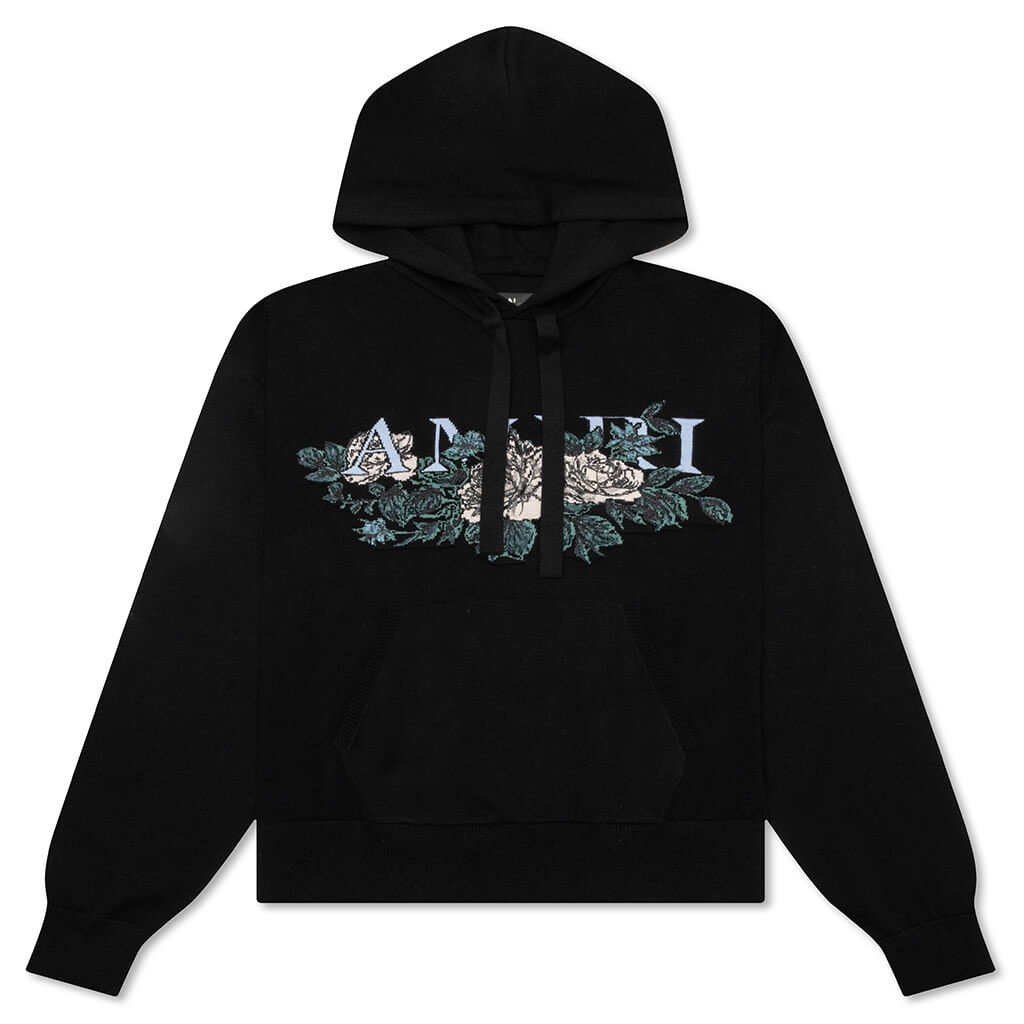 FLORAL LOGO HOODIE - BLACK - 1