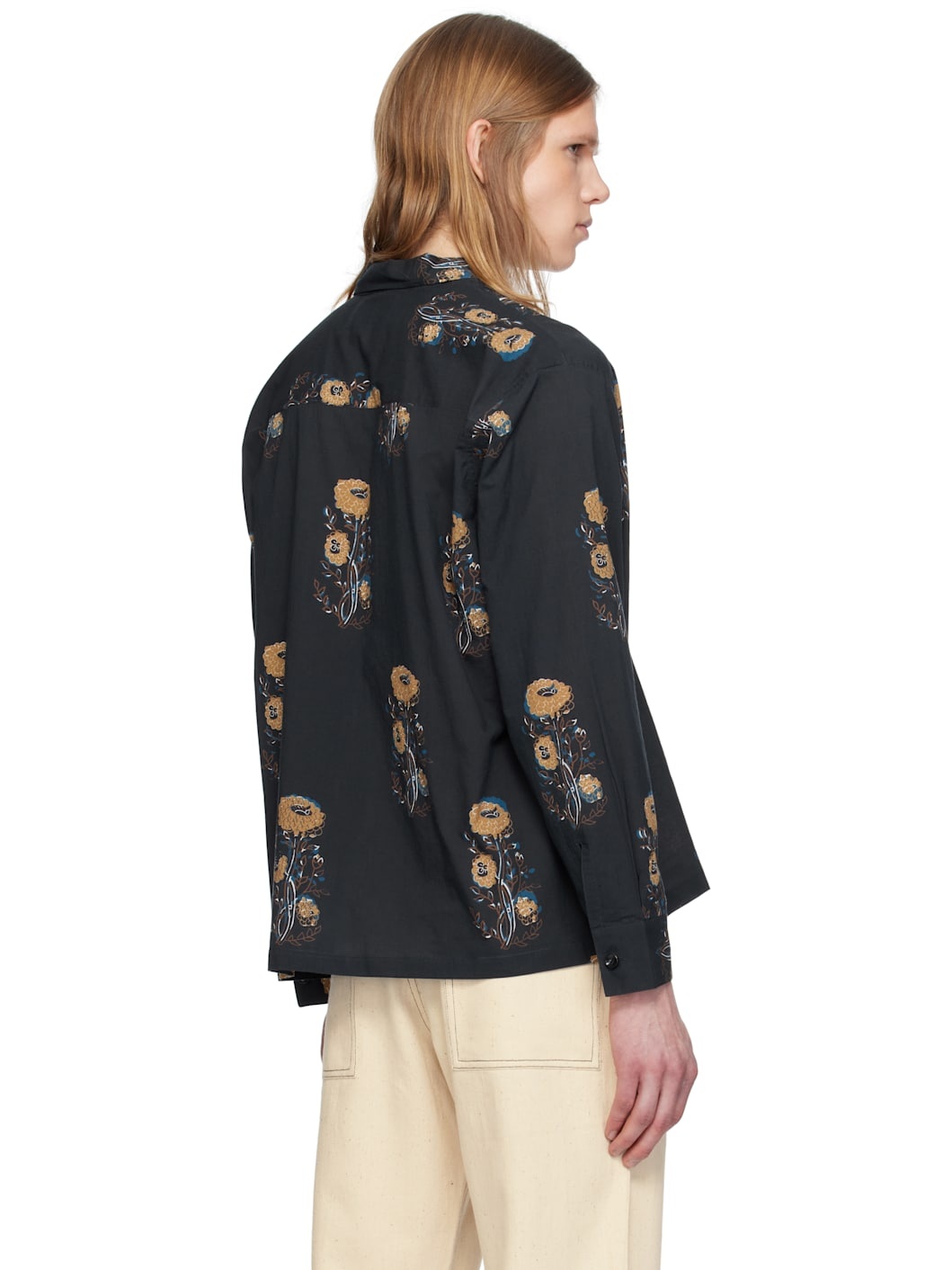 Black Printed Floral Shirt - 3
