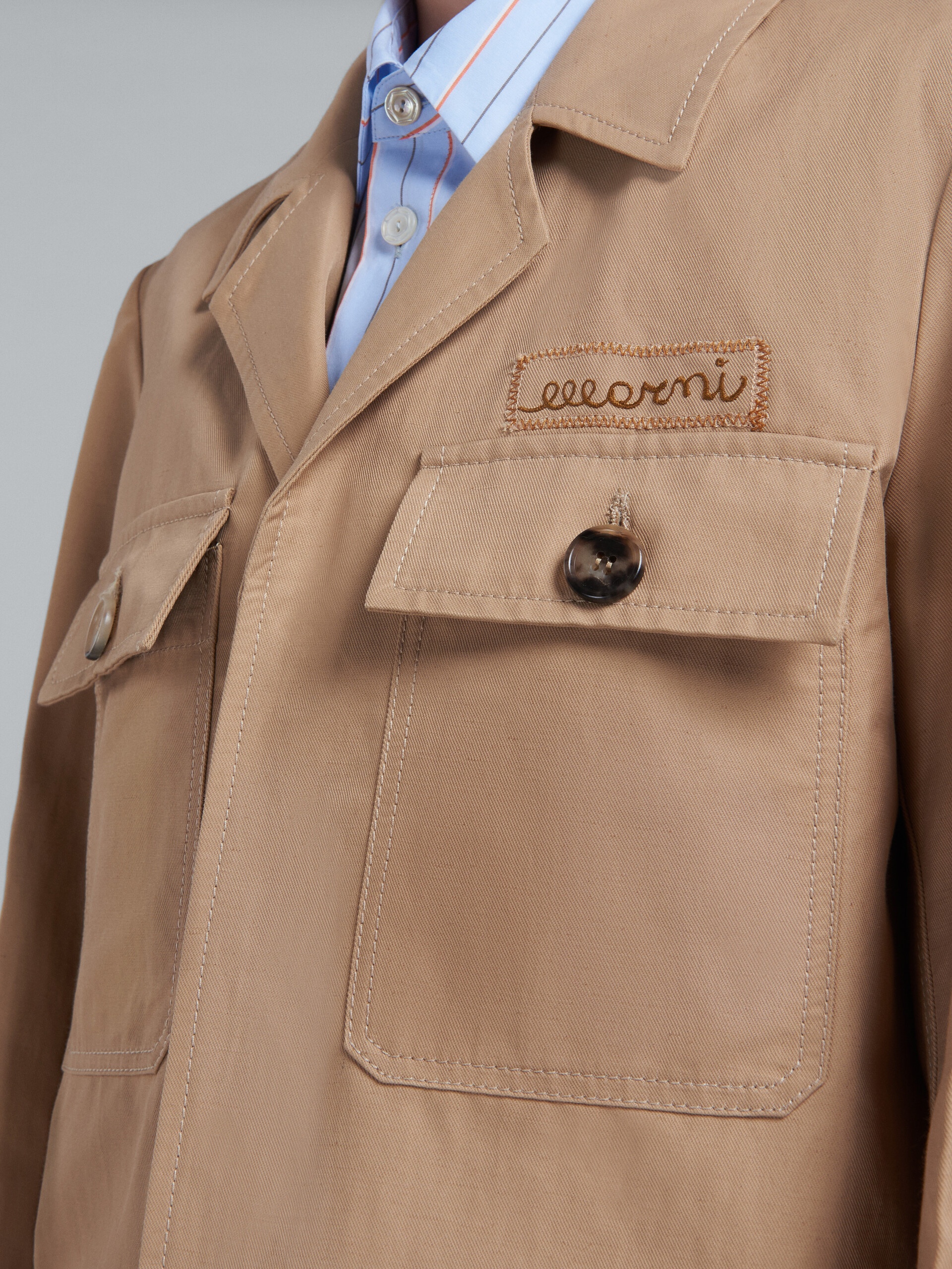 SHORT BEIGE JACKET IN TECHNICAL COTTON-LINEN - 5