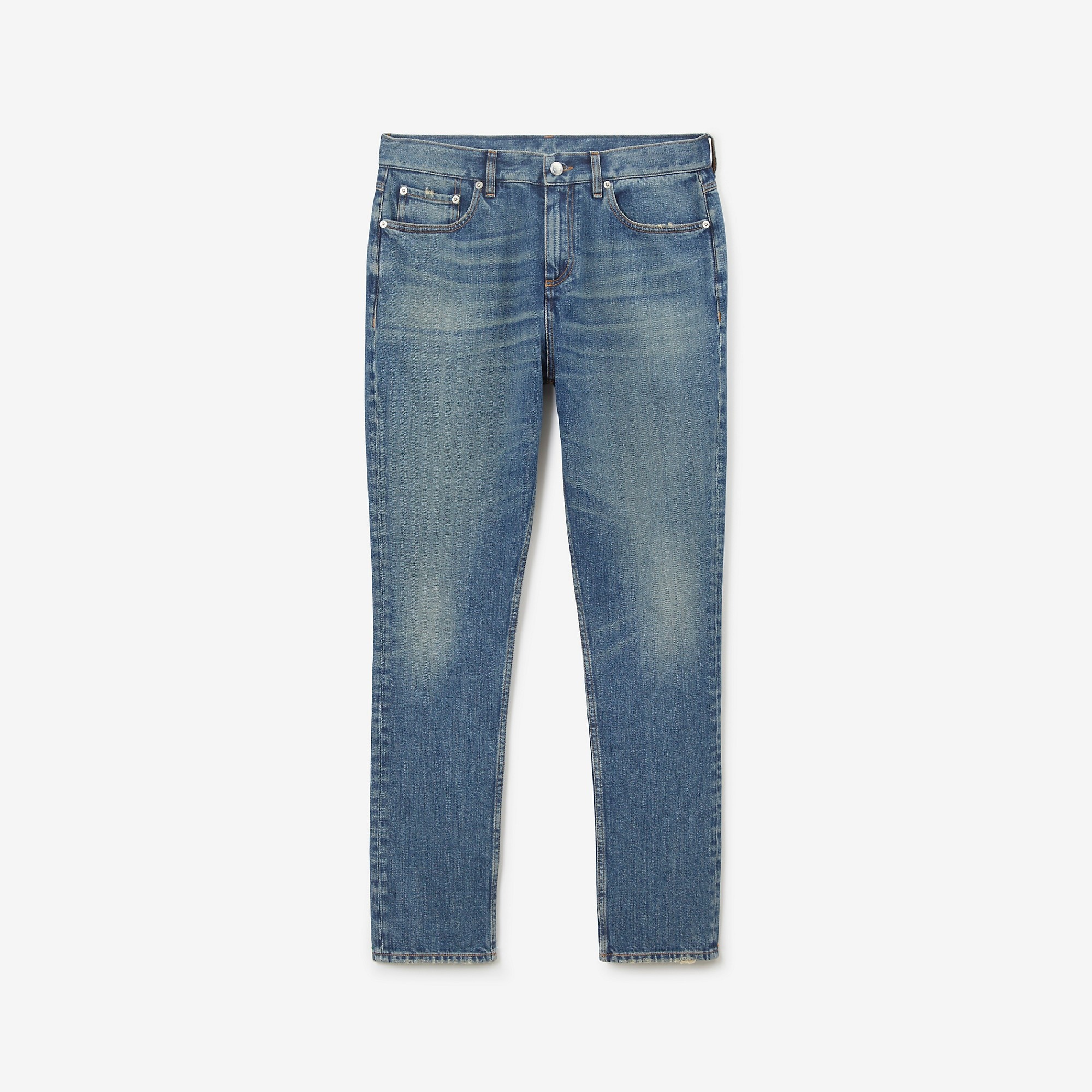 BURBERRY COTTON JEANS デニム Burberry Cotton jeans with leather logo patch - Blue | 8071802