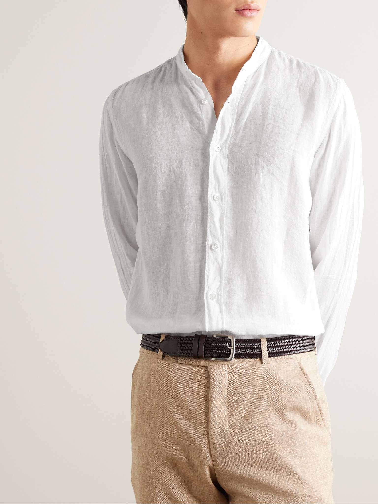 Grandad-Collar Linen-Gauze Shirt - 3