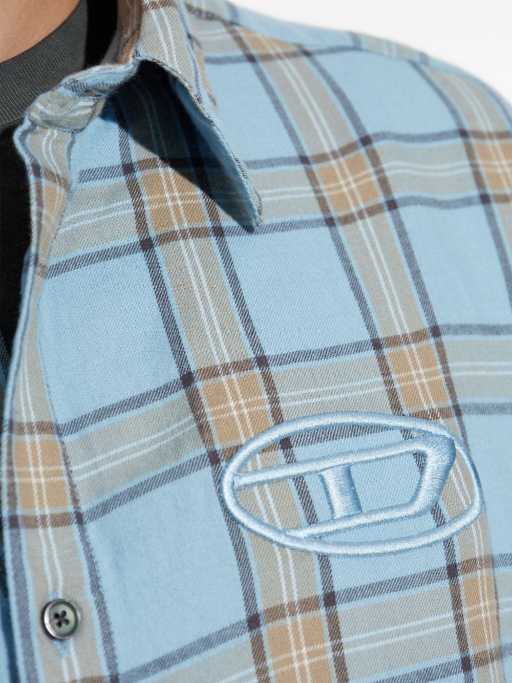 S-Simply-Ajfi embroidered checked shirt - 5