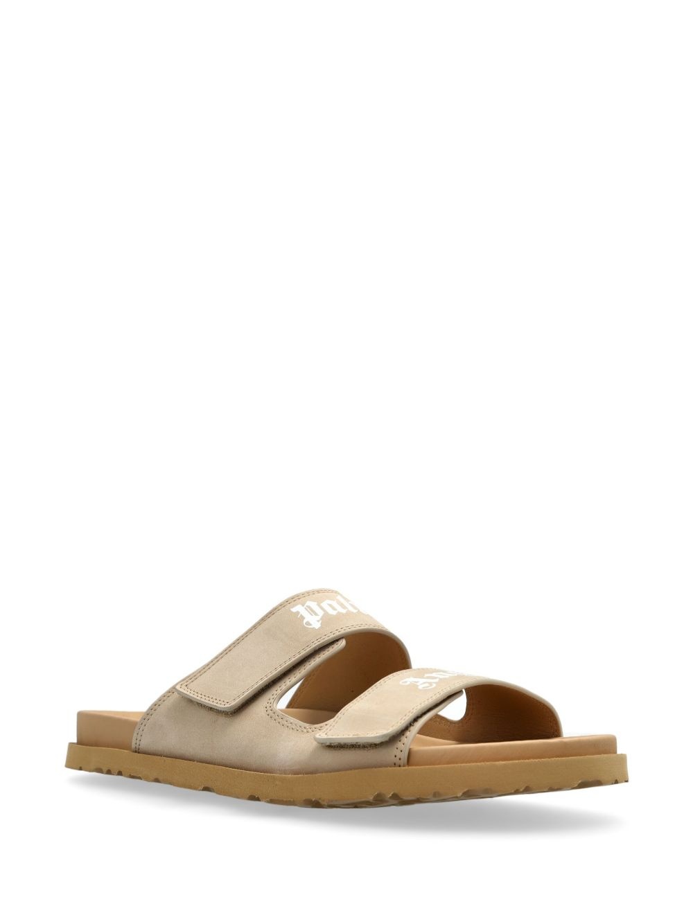 logo-print leather slides - 2
