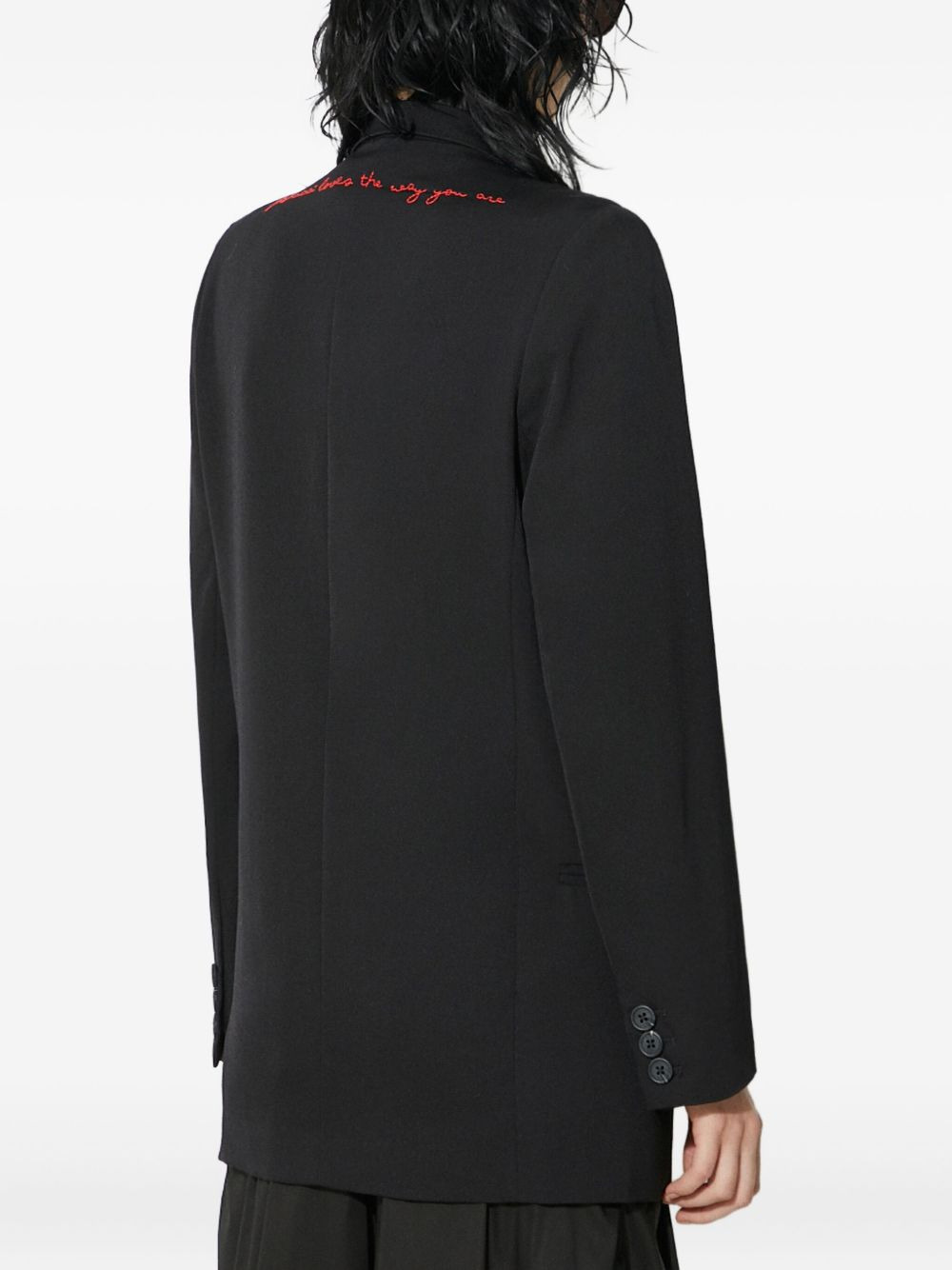 double-breasted embroidered blazer - 4
