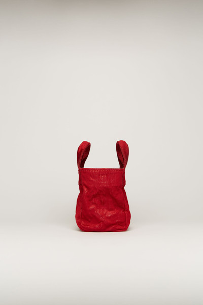 Acne Studios Mini crinkled tote bag dark red outlook