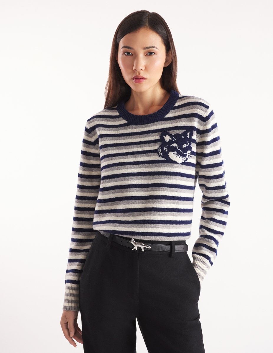 FOX HEAD INTARSIA STRIPED REGULAR JUMPER - 3