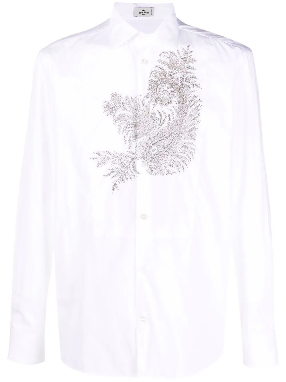 paisley-embroidery cotton shirt - 1